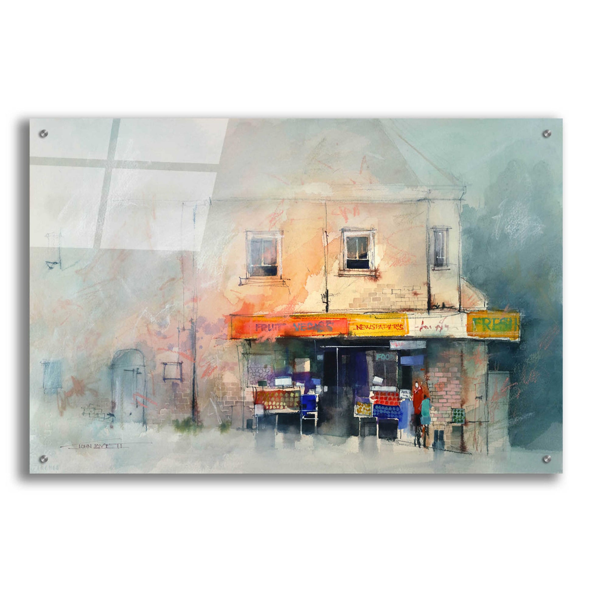 Epic Art 'Corner Store' by John Lovett, Acrylic Glass Wall Art,36x24