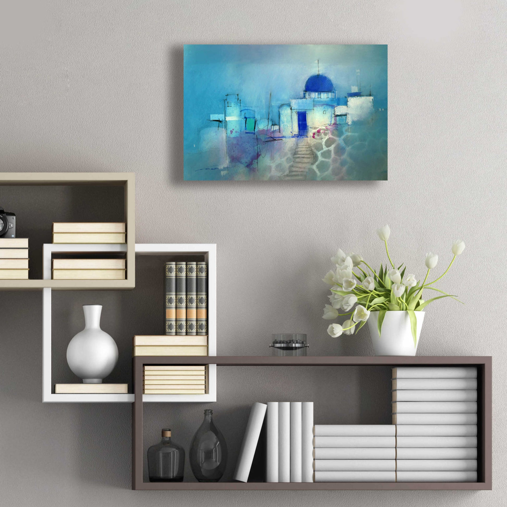 Epic Art 'Santorini Blue' by John Lovett, Acrylic Glass Wall Art,24x16