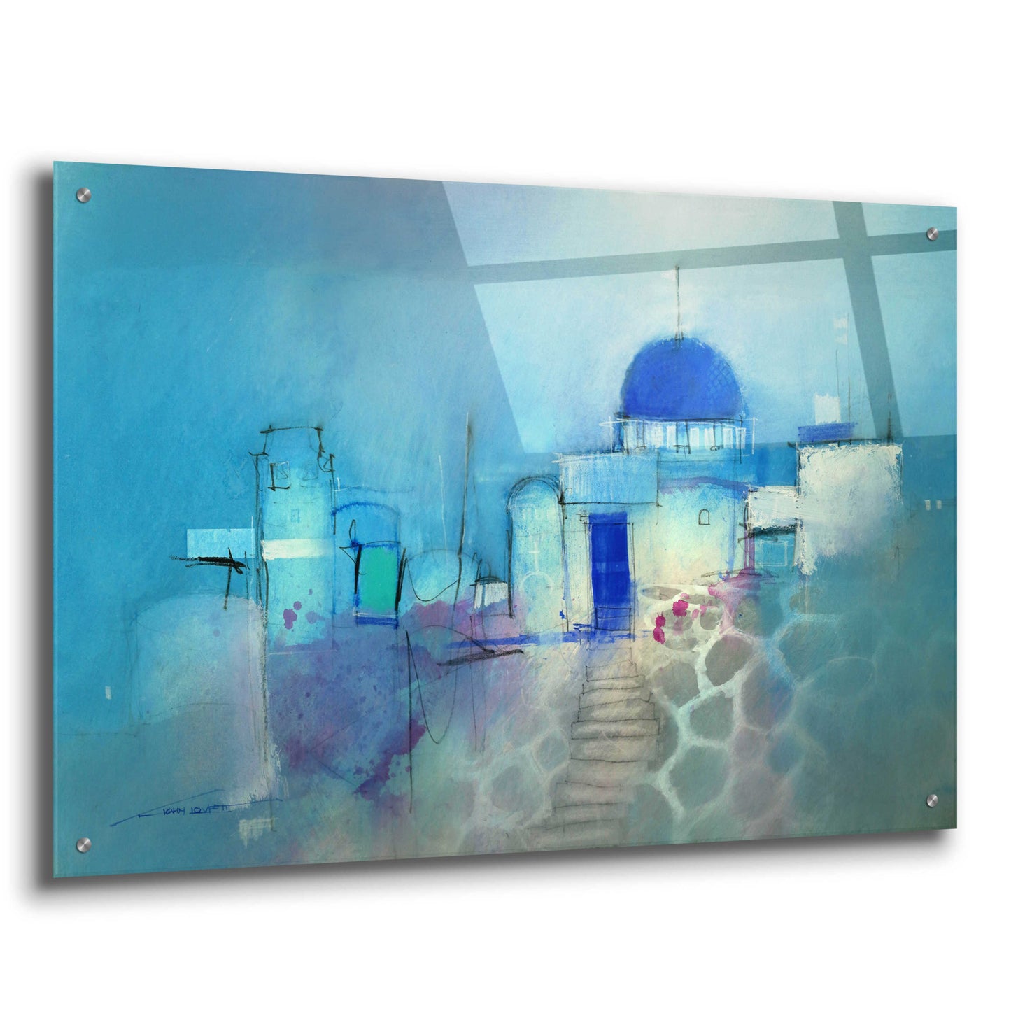 Epic Art 'Santorini Blue' by John Lovett, Acrylic Glass Wall Art,36x24