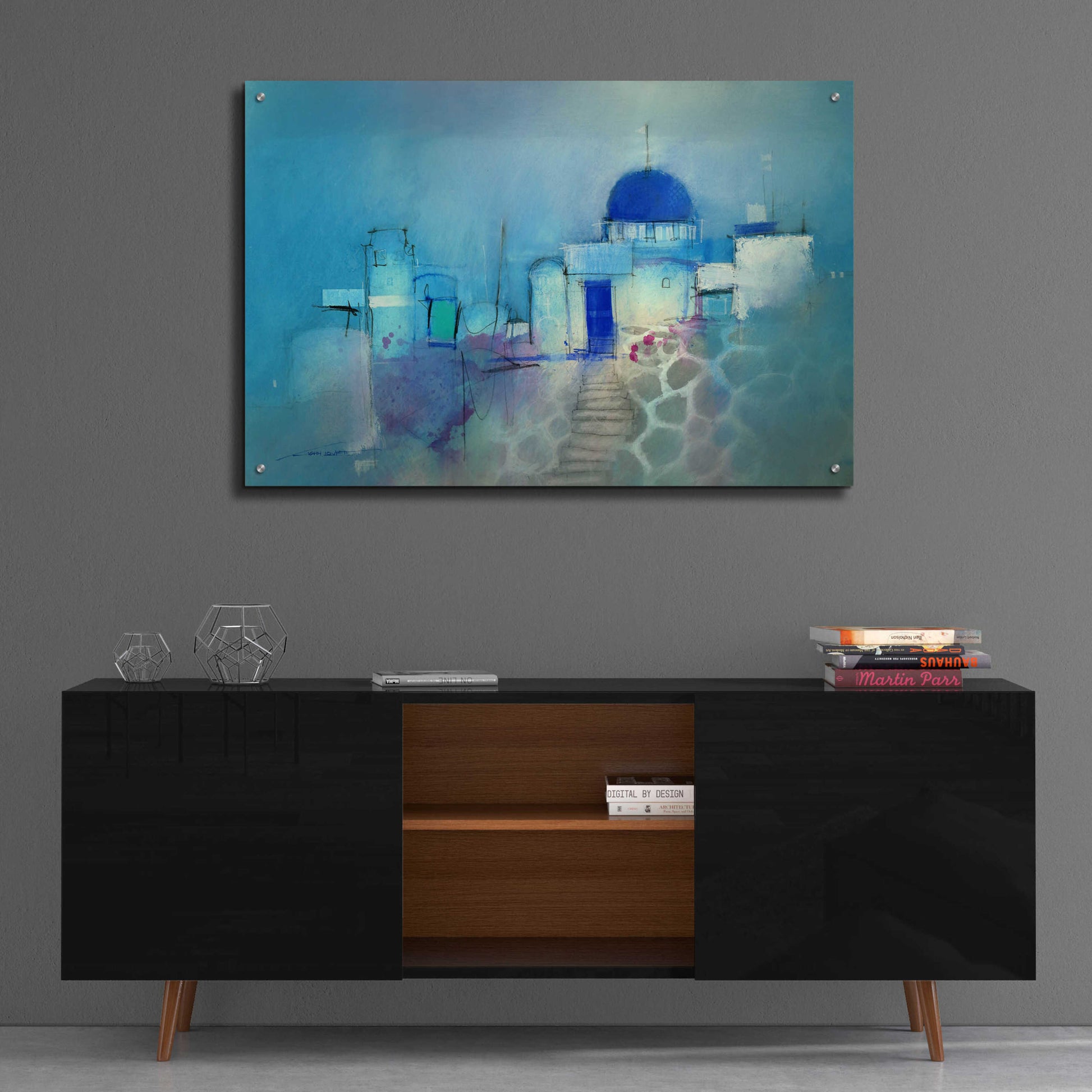 Epic Art 'Santorini Blue' by John Lovett, Acrylic Glass Wall Art,36x24