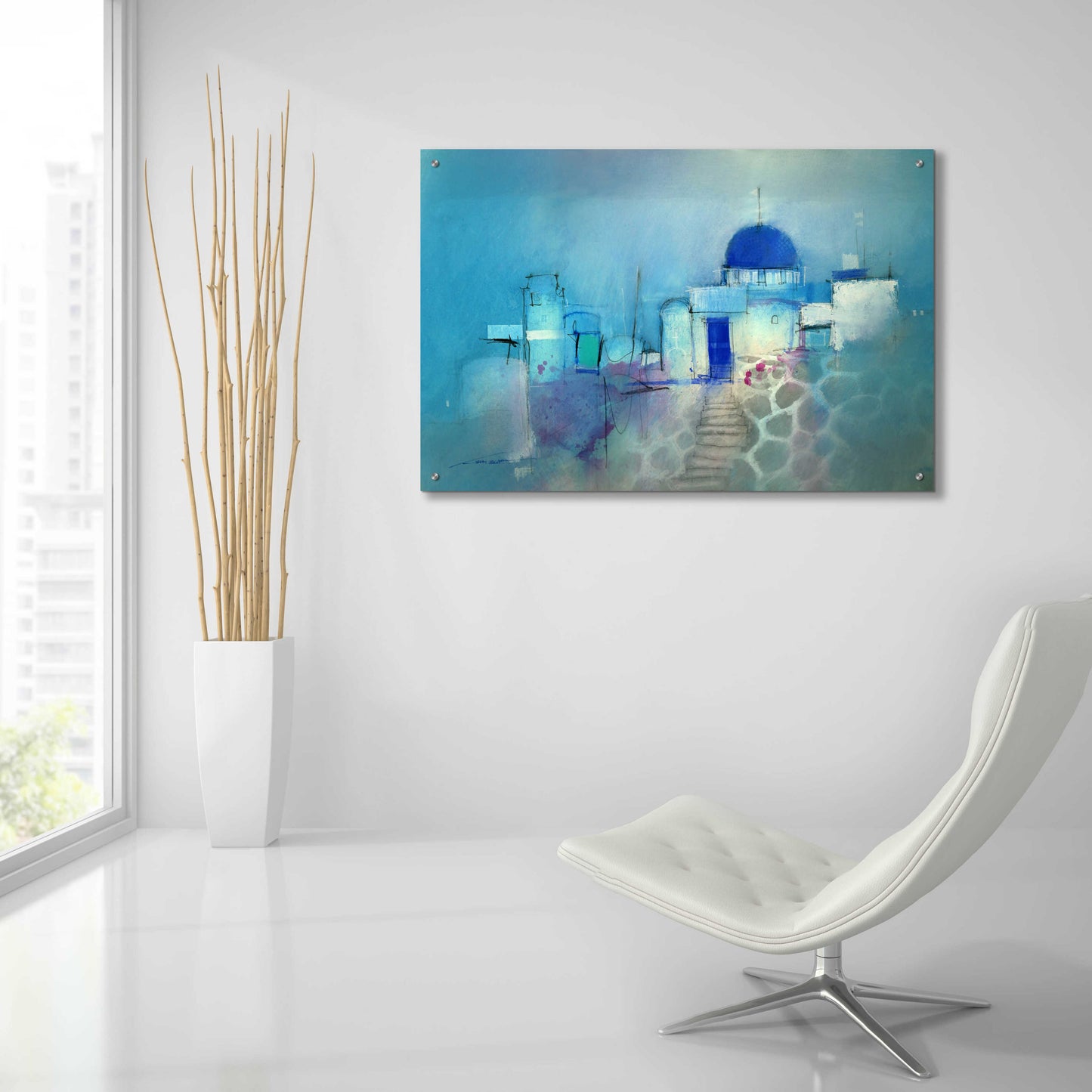 Epic Art 'Santorini Blue' by John Lovett, Acrylic Glass Wall Art,36x24