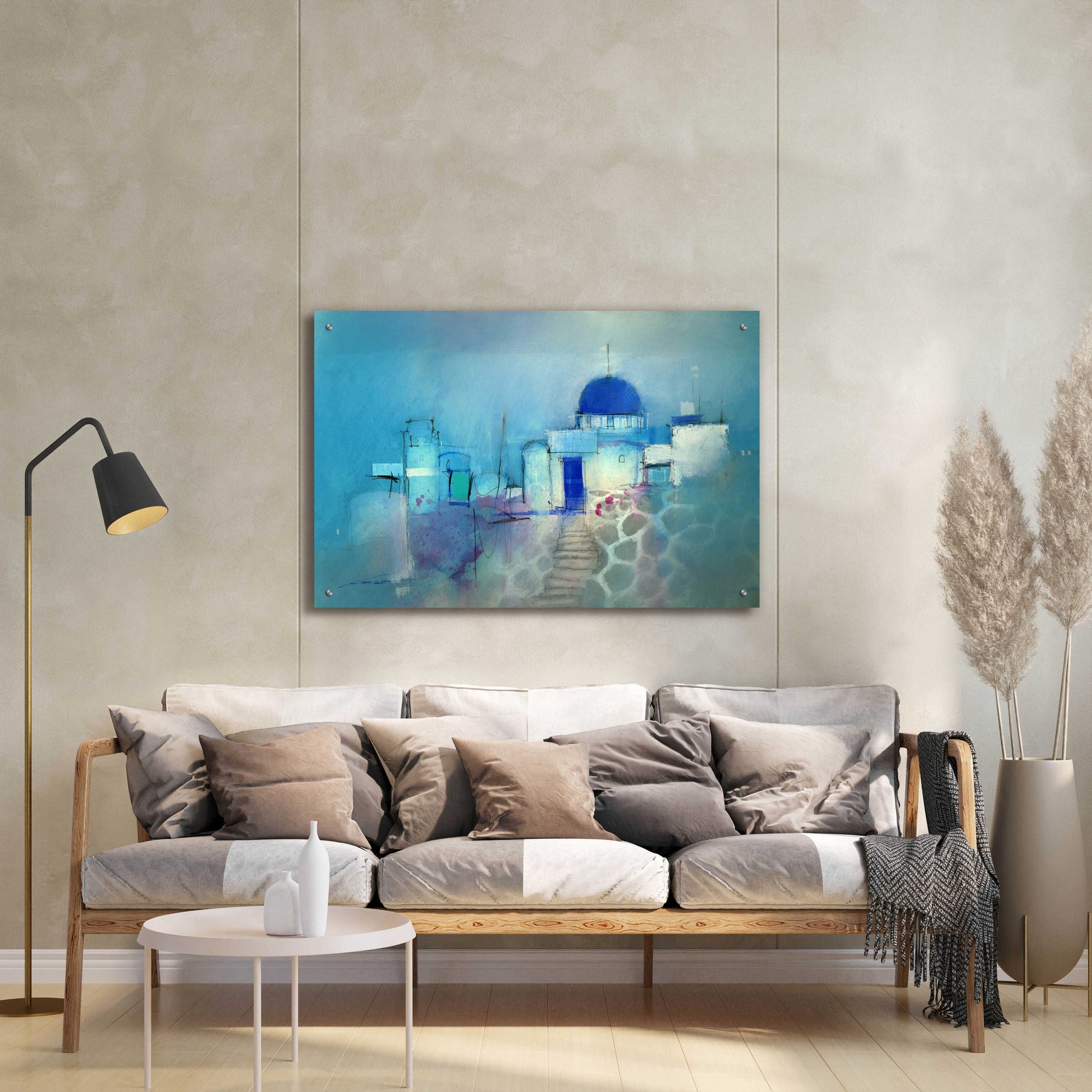 Epic Art 'Santorini Blue' by John Lovett, Acrylic Glass Wall Art,36x24