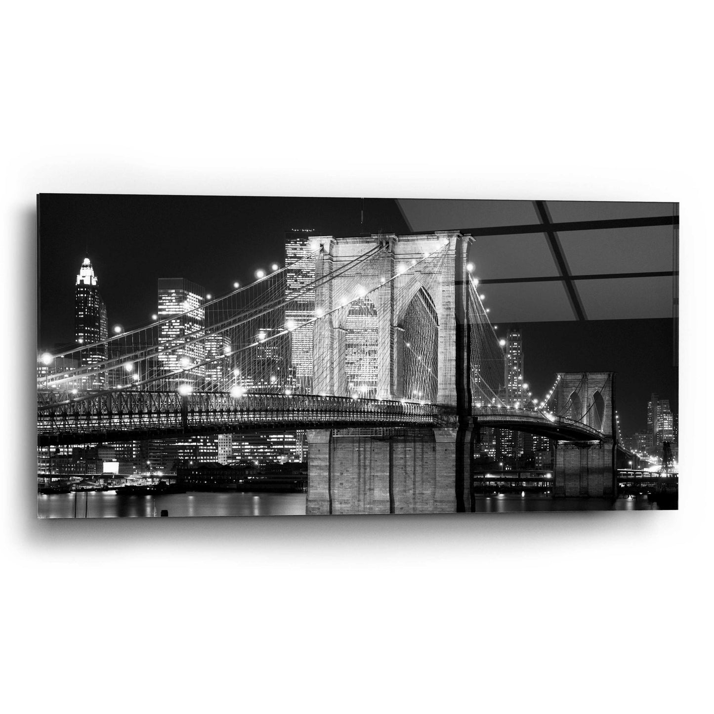 Epic Art 'Brooklyn Bridge at Night' by Jet Lowe, Acrylic Glass Wall Art,24x12