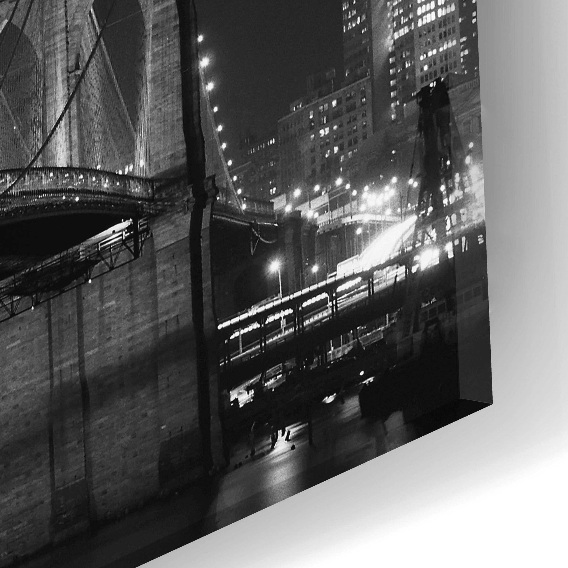 Epic Art 'Brooklyn Bridge at Night' by Jet Lowe, Acrylic Glass Wall Art,24x12