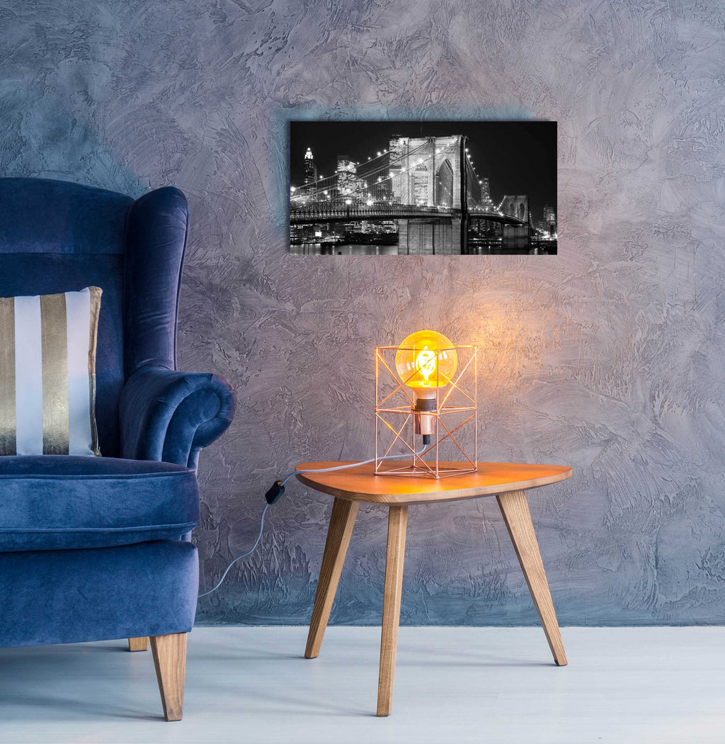 Epic Art 'Brooklyn Bridge at Night' by Jet Lowe, Acrylic Glass Wall Art,24x12