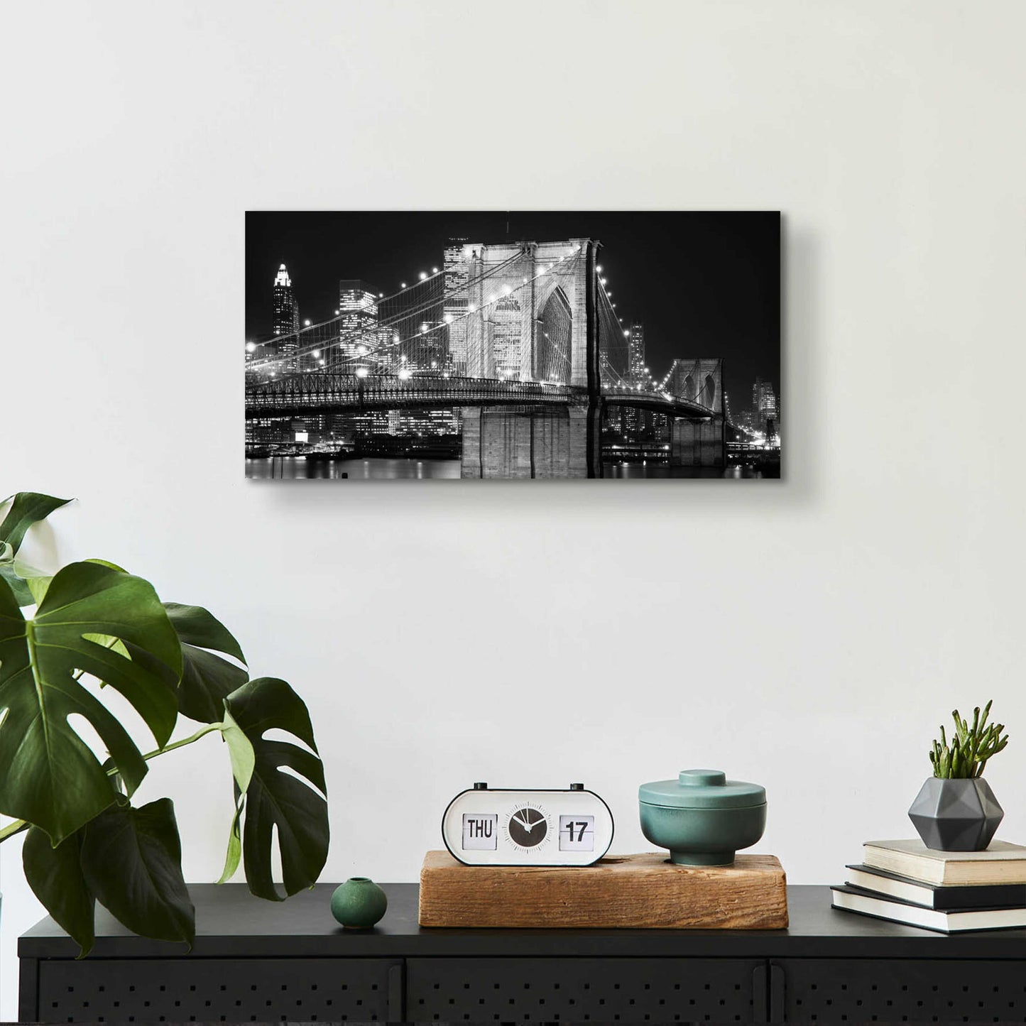 Epic Art 'Brooklyn Bridge at Night' by Jet Lowe, Acrylic Glass Wall Art,24x12