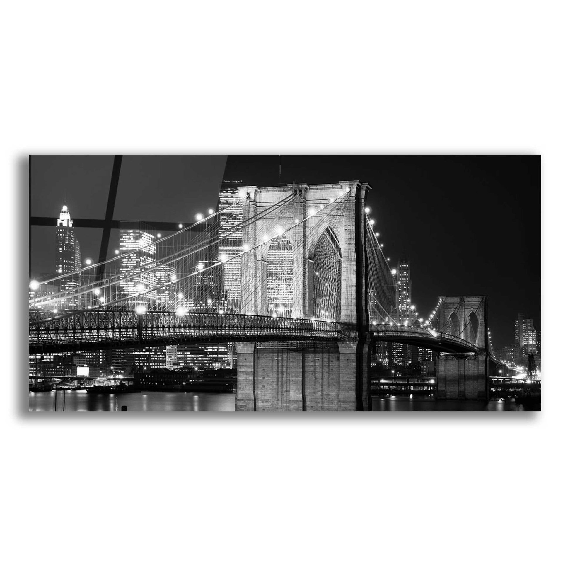 Epic Art 'Brooklyn Bridge at Night' by Jet Lowe, Acrylic Glass Wall Art,24x12