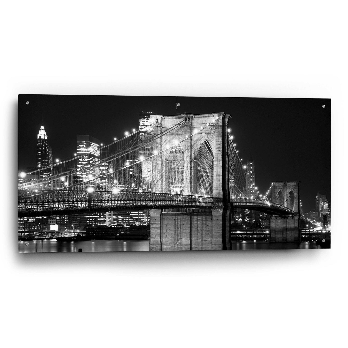 Epic Art 'Brooklyn Bridge at Night' by Jet Lowe, Acrylic Glass Wall Art,48x24