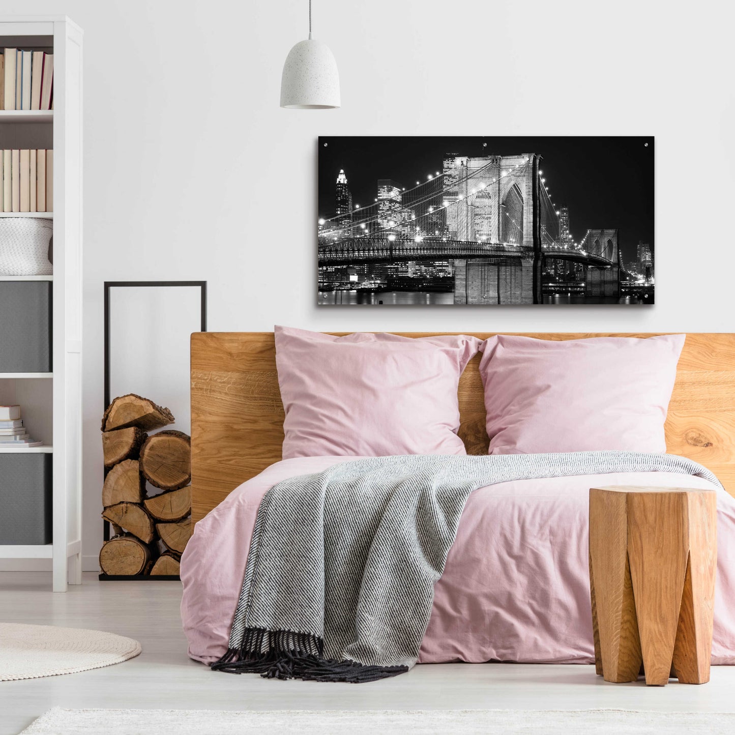 Epic Art 'Brooklyn Bridge at Night' by Jet Lowe, Acrylic Glass Wall Art,48x24