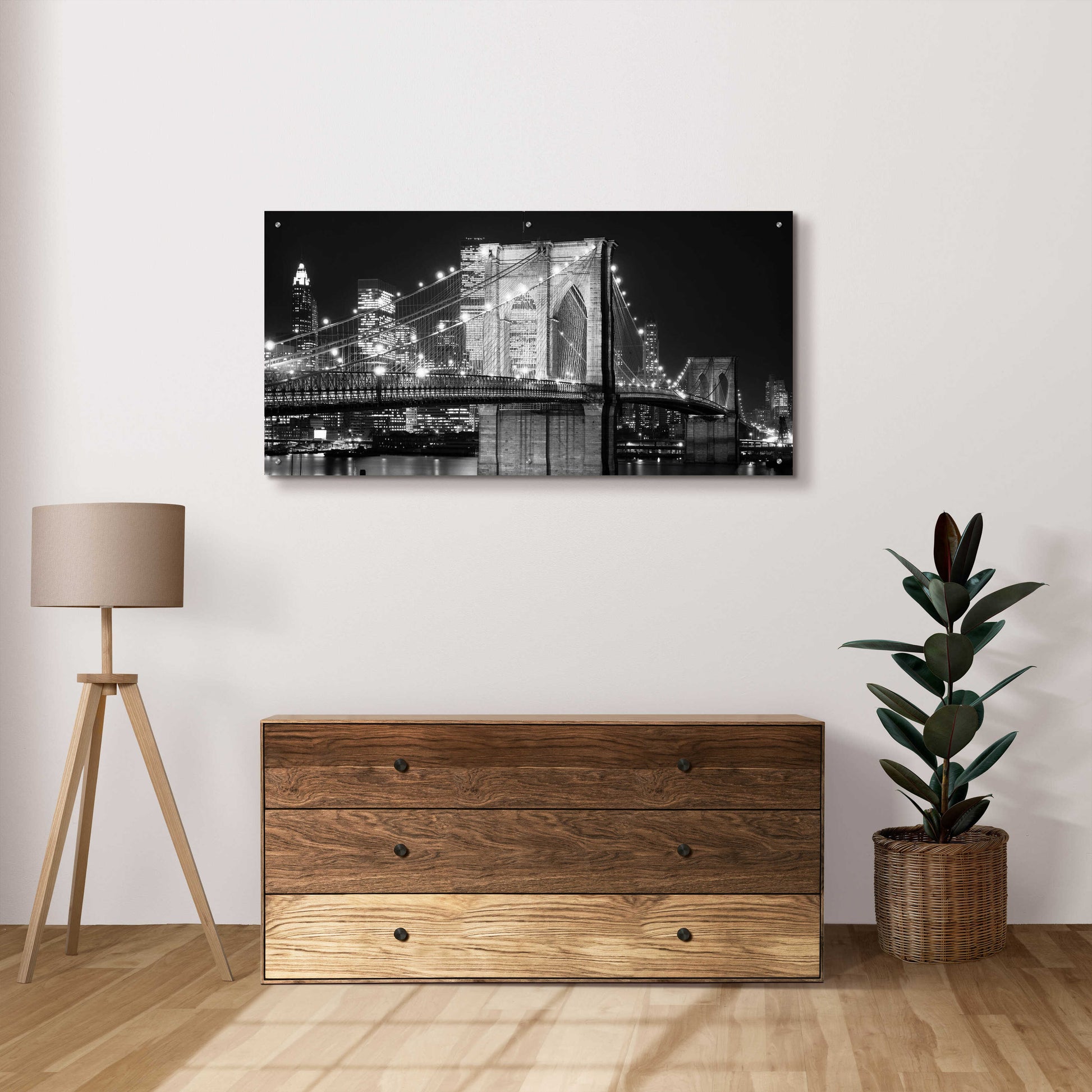 Epic Art 'Brooklyn Bridge at Night' by Jet Lowe, Acrylic Glass Wall Art,48x24