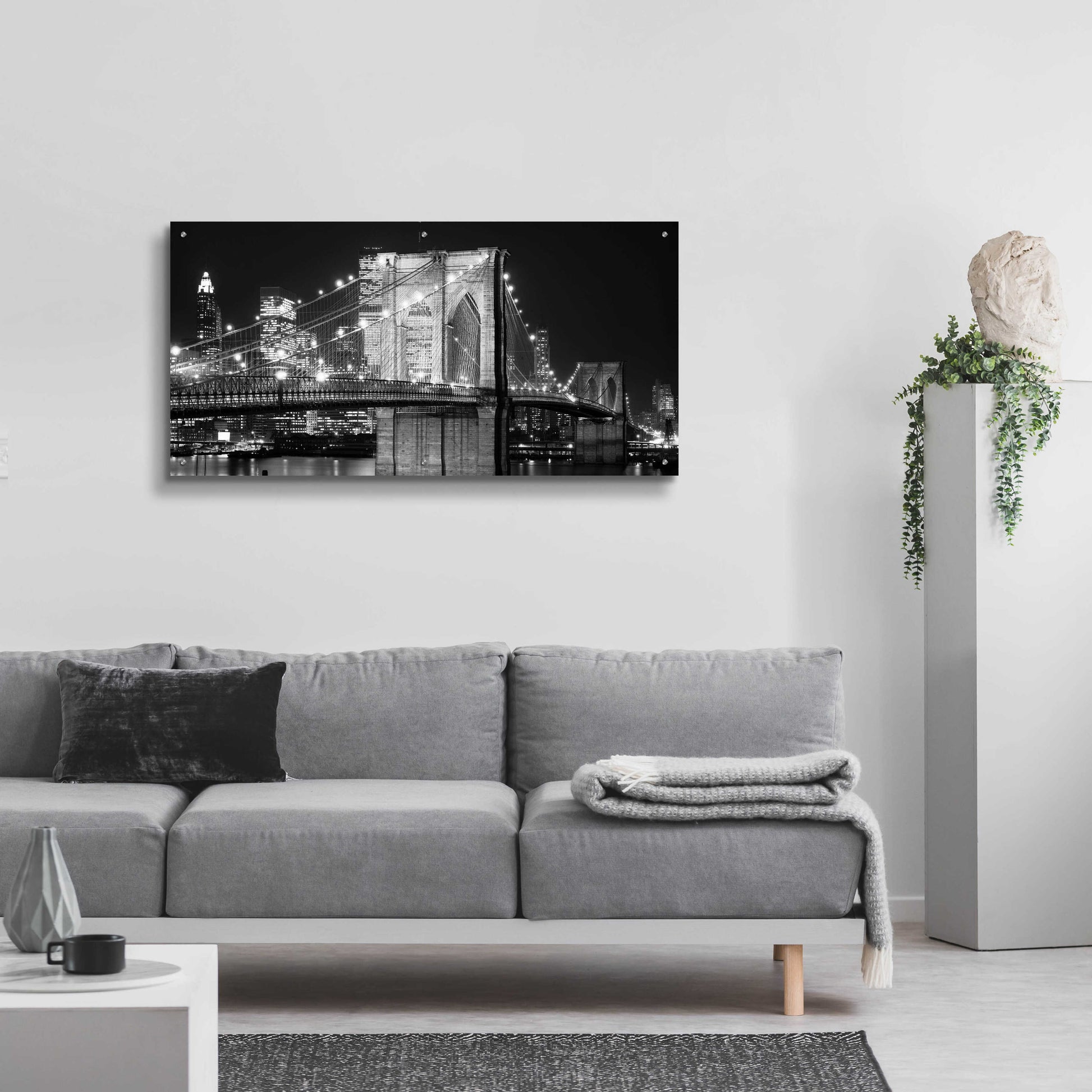 Epic Art 'Brooklyn Bridge at Night' by Jet Lowe, Acrylic Glass Wall Art,48x24