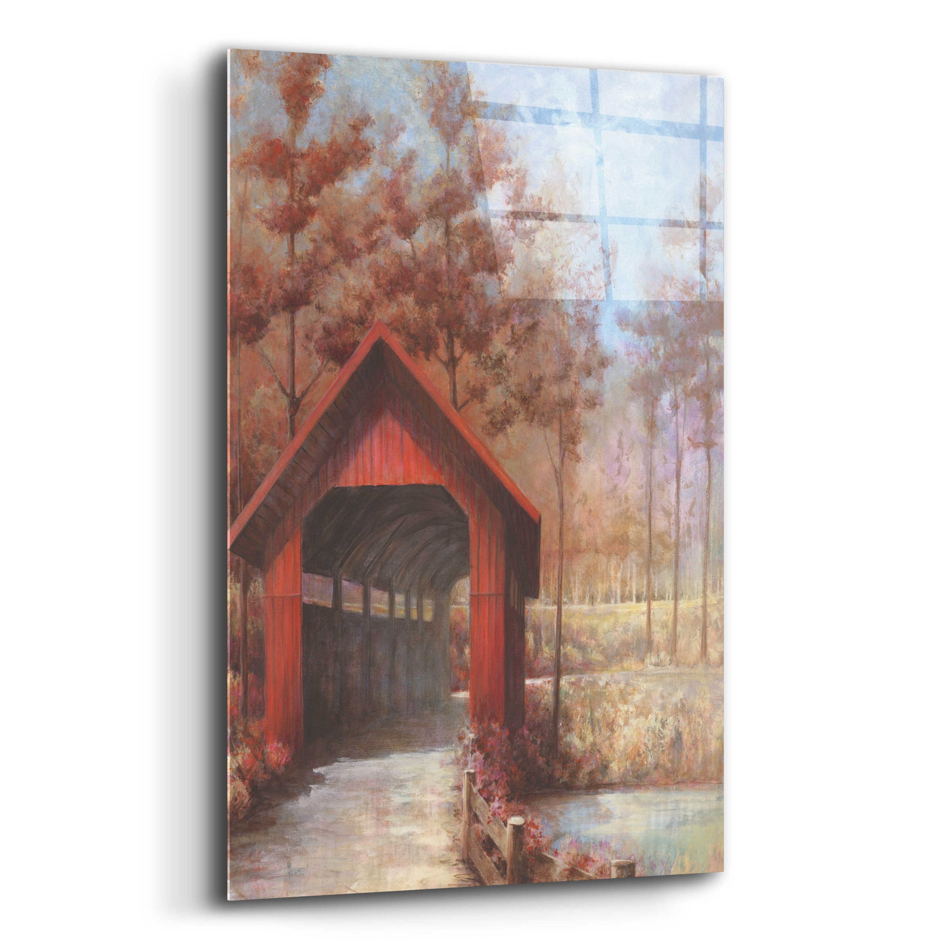 Epic Art 'Covered Bridge' by White Ladder, Acrylic Glass Wall Art,12x16