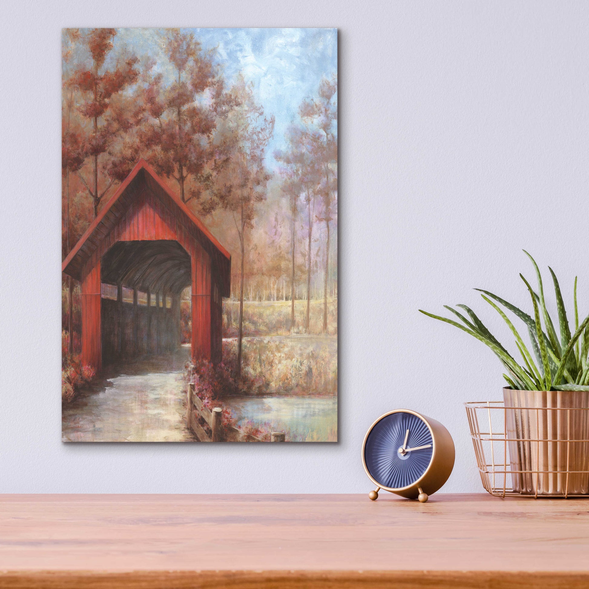 Epic Art 'Covered Bridge' by White Ladder, Acrylic Glass Wall Art,12x16