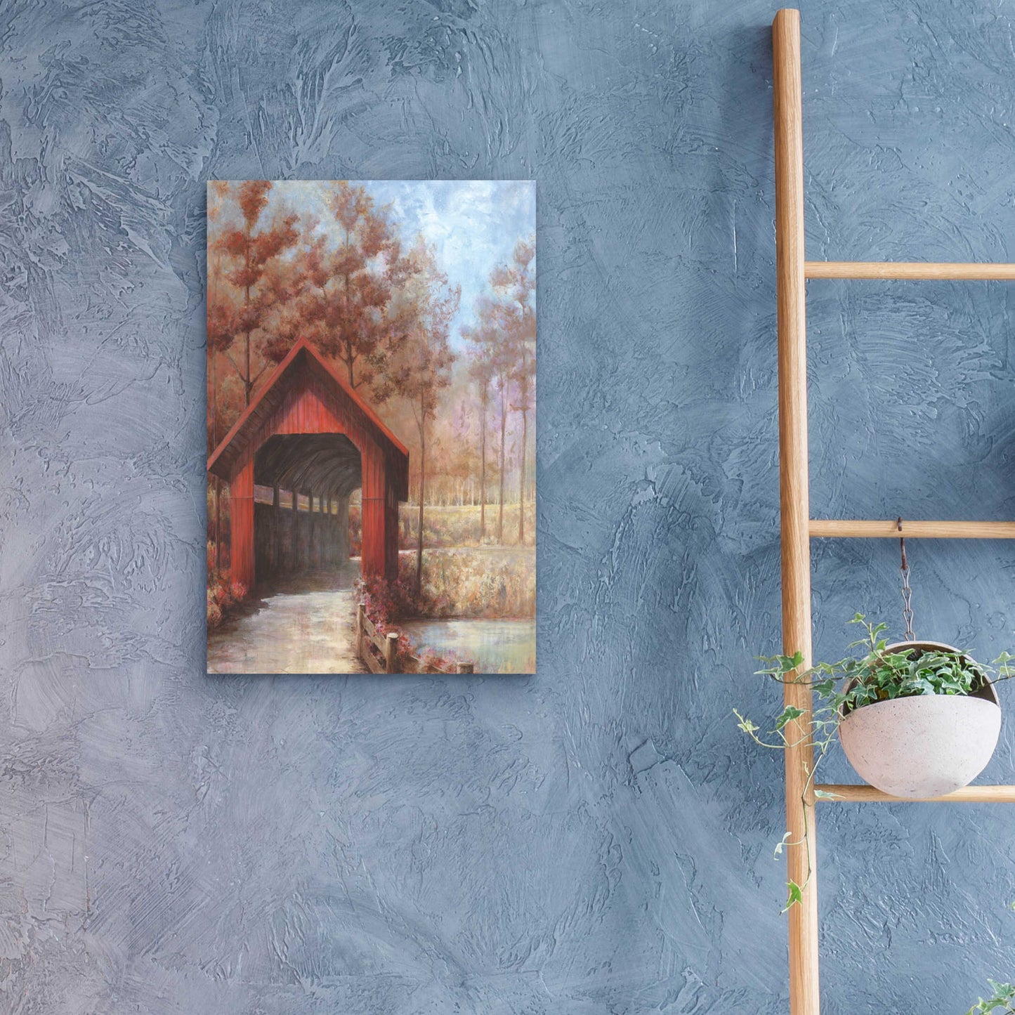 Epic Art 'Covered Bridge' by White Ladder, Acrylic Glass Wall Art,16x24