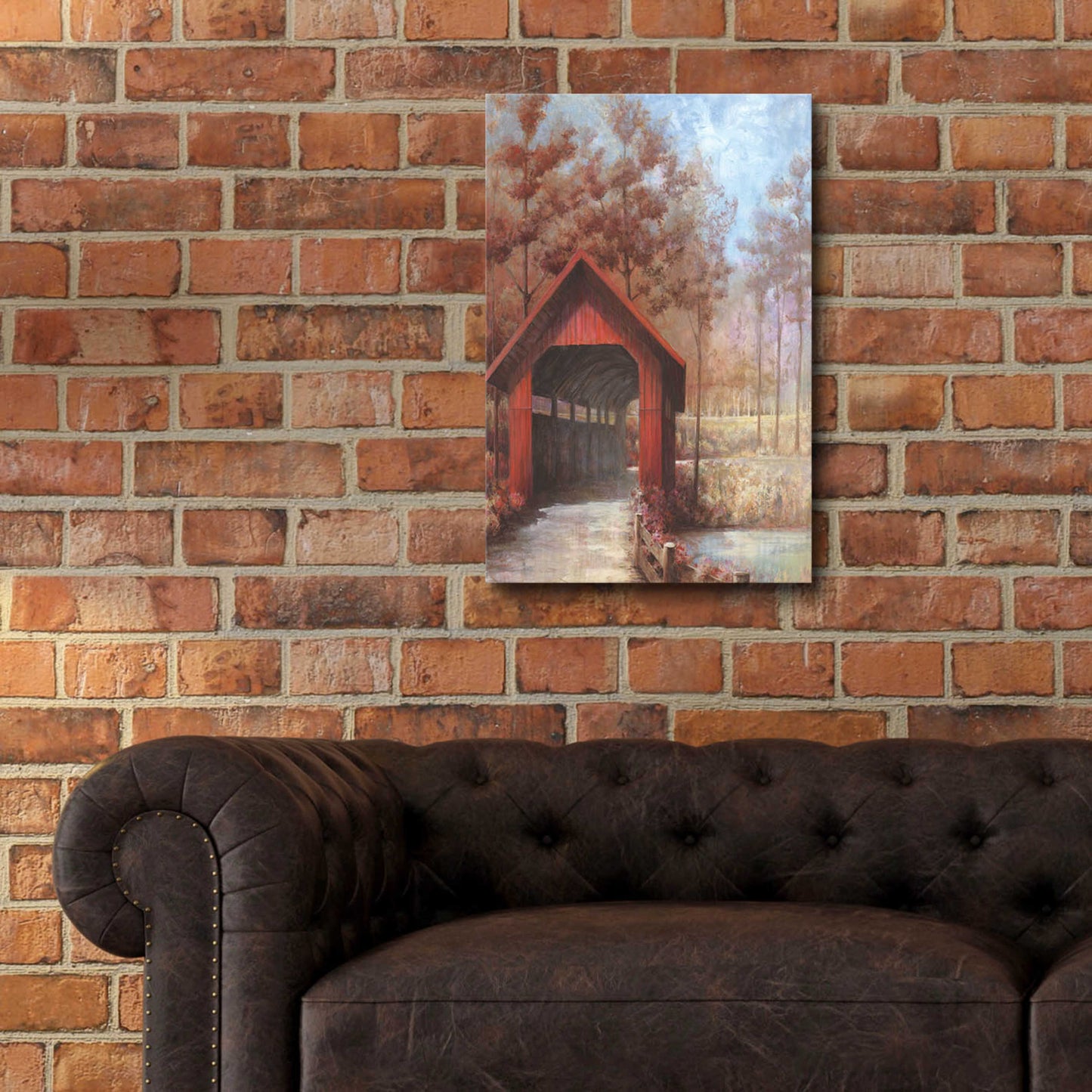 Epic Art 'Covered Bridge' by White Ladder, Acrylic Glass Wall Art,16x24