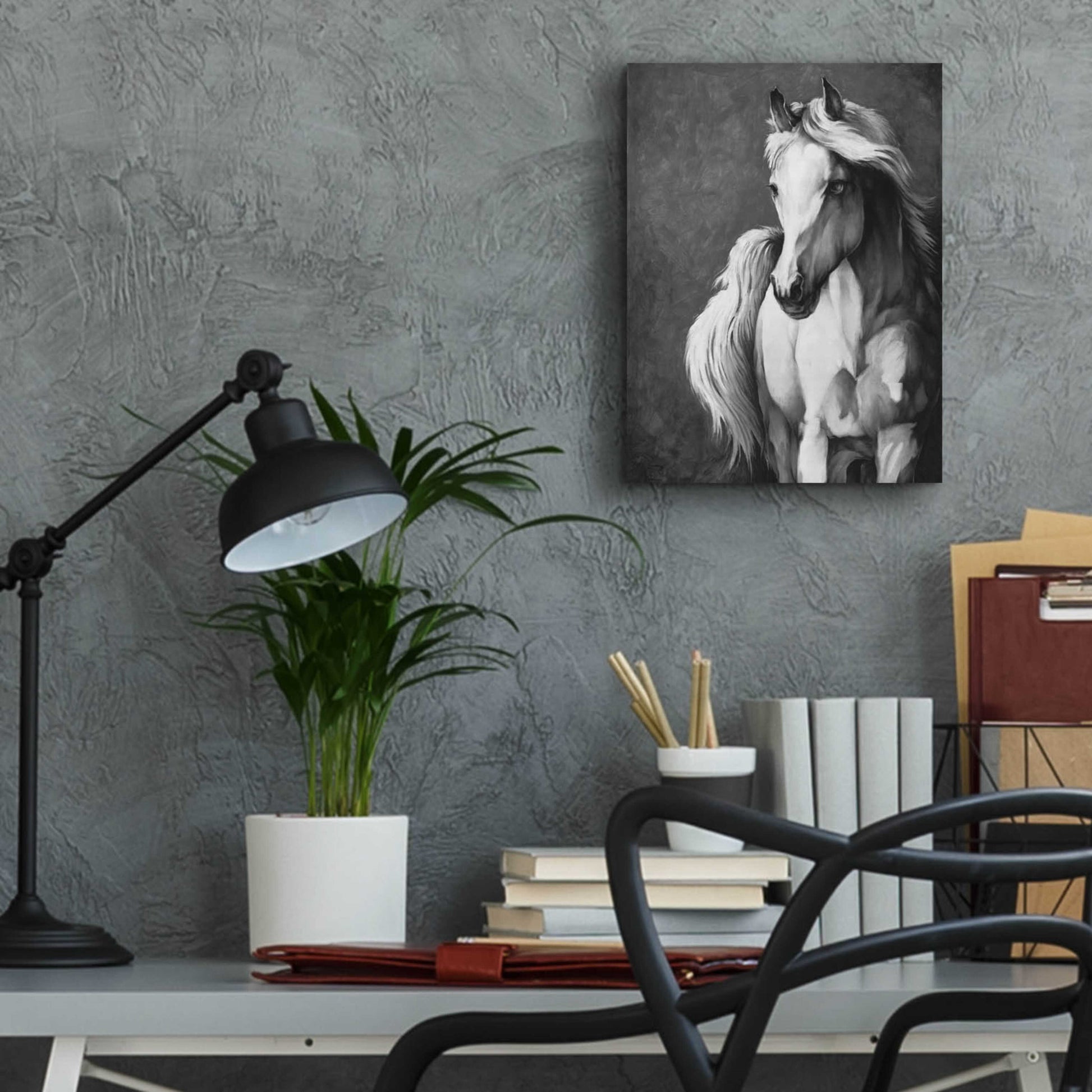 Epic Art 'White Horse' by White Ladder, Acrylic Glass Wall Art,12x16