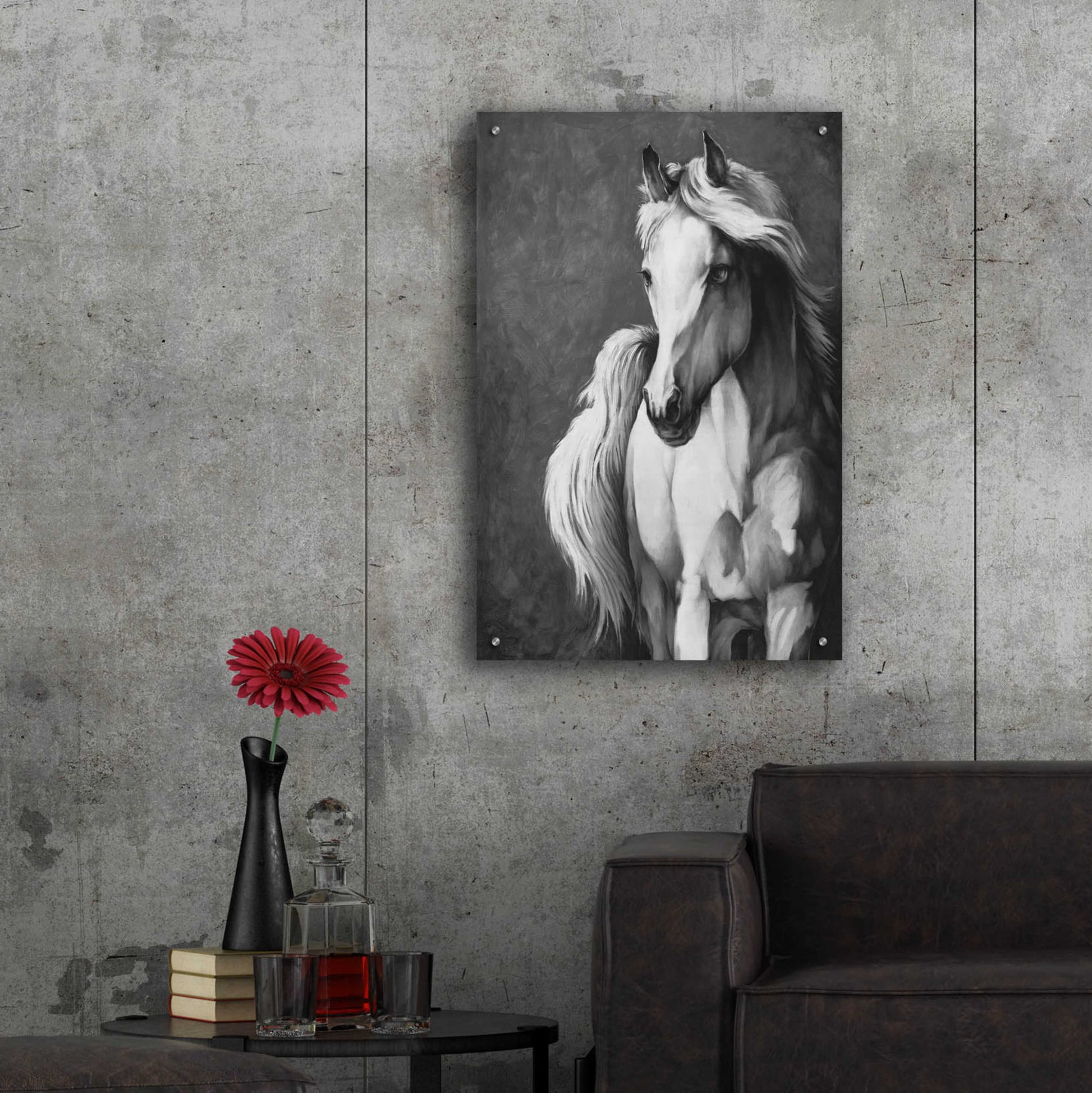 Epic Art 'White Horse' by White Ladder, Acrylic Glass Wall Art,24x36