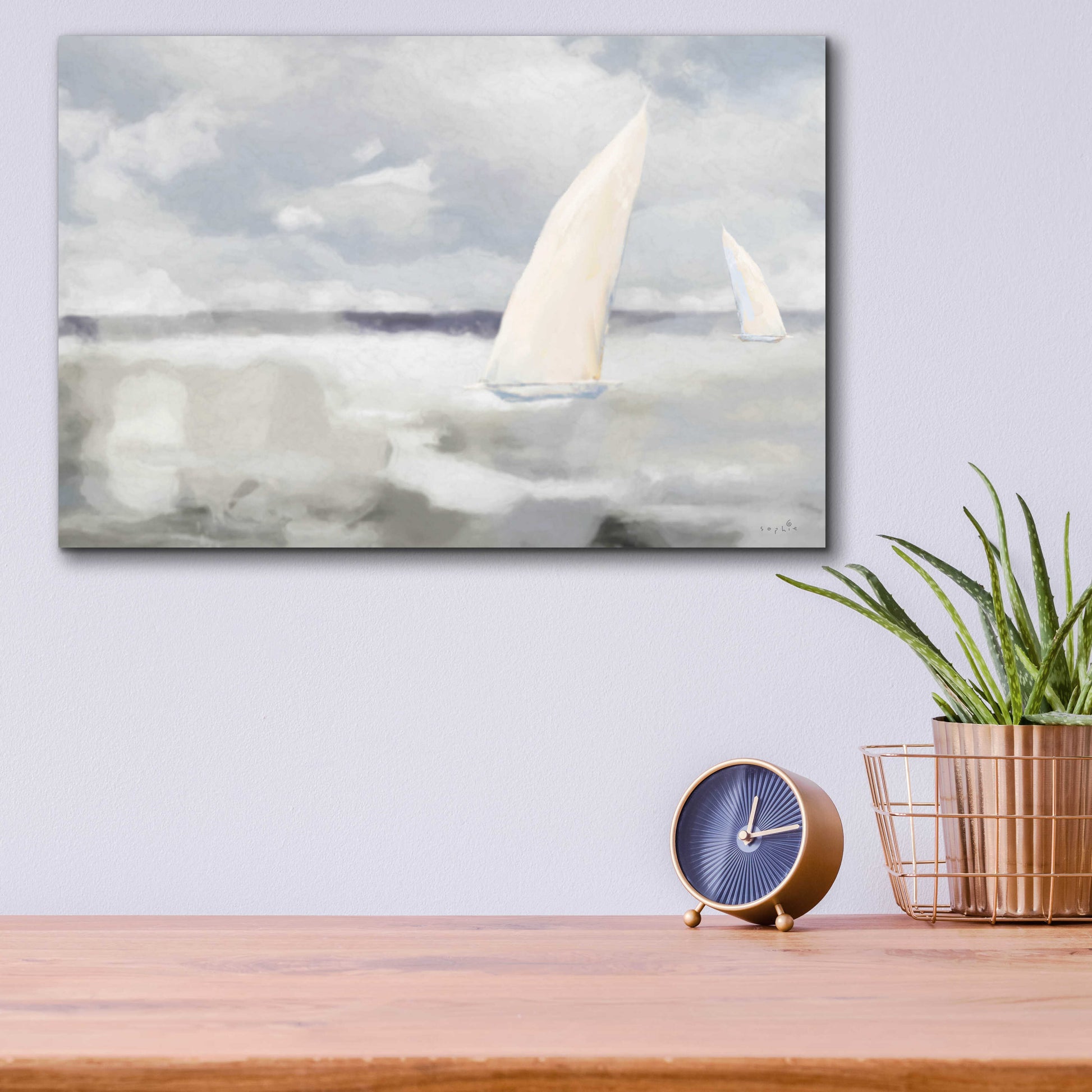 Epic Art 'Sailing On The Sea' by Sophie 6, Acrylic Glass Wall Art,16x12