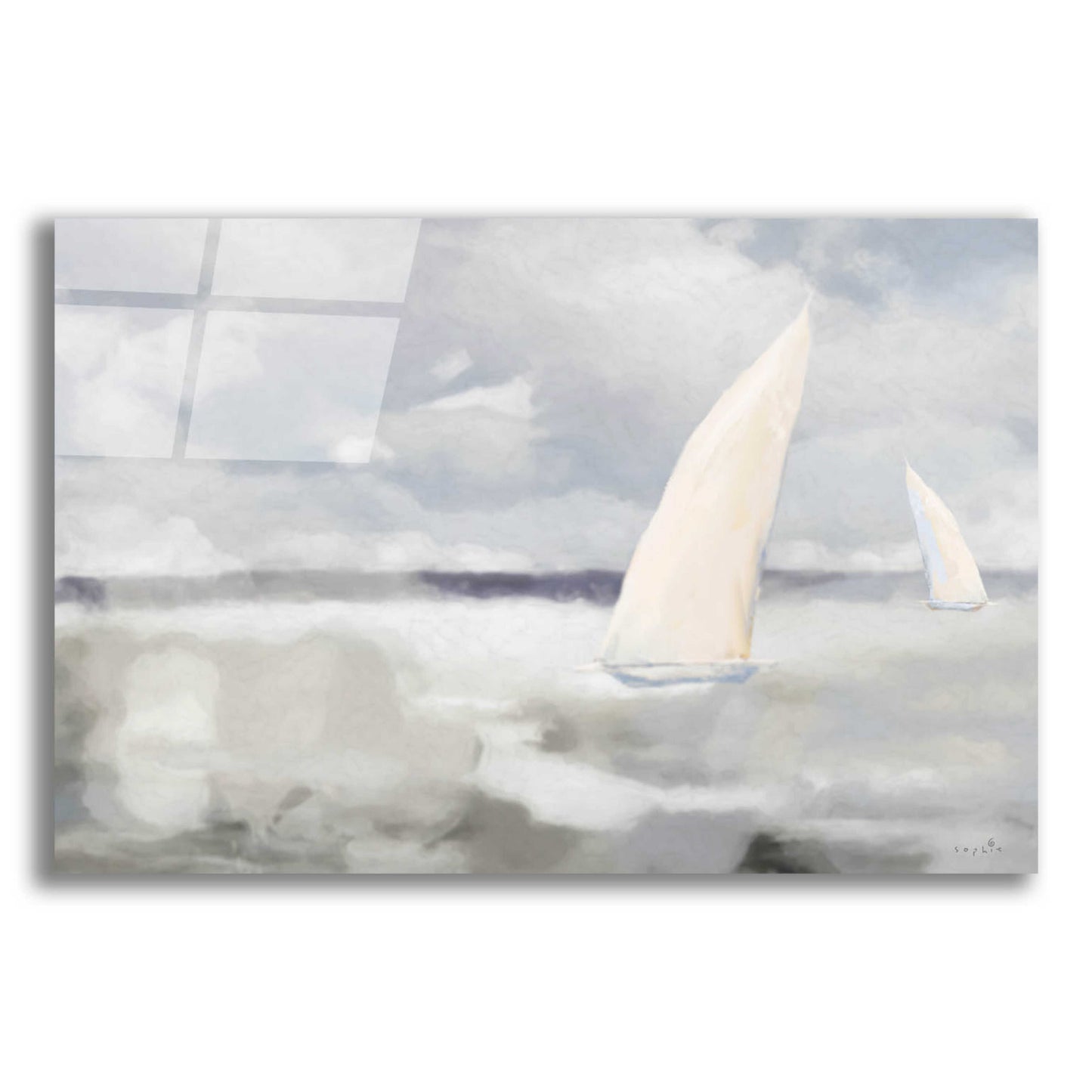 Epic Art 'Sailing On The Sea' by Sophie 6, Acrylic Glass Wall Art,16x12