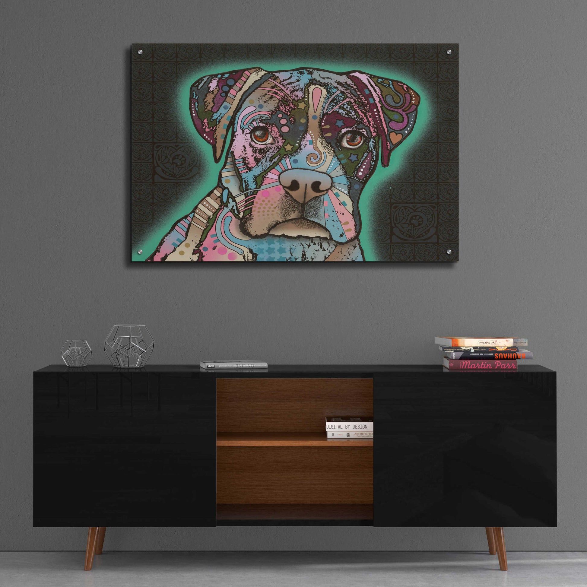 Epic Art 'Love Thy Boxer' by Dean Russo, Acrylic Glass Wall Art,36x24