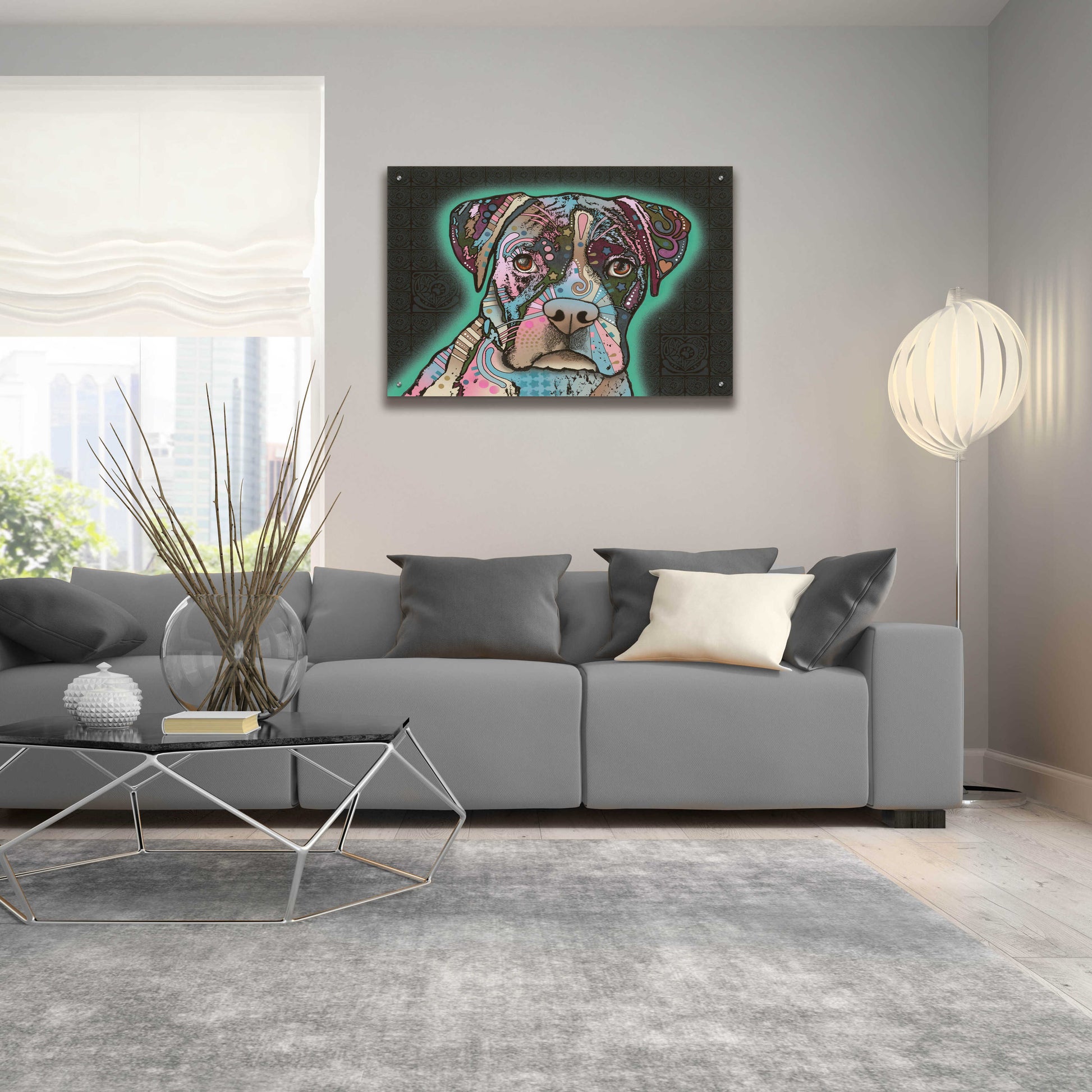 Epic Art 'Love Thy Boxer' by Dean Russo, Acrylic Glass Wall Art,36x24