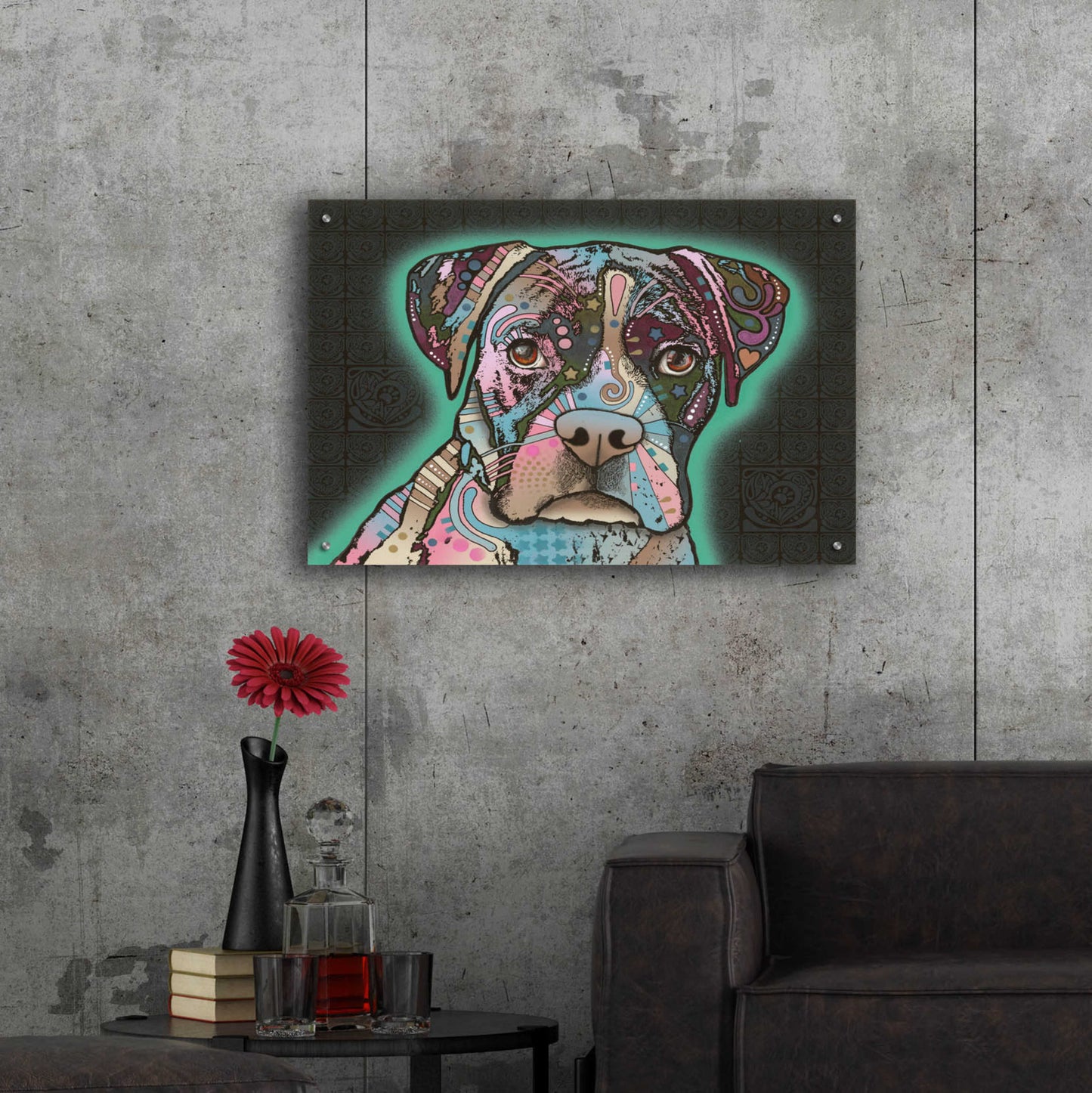 Epic Art 'Love Thy Boxer' by Dean Russo, Acrylic Glass Wall Art,36x24