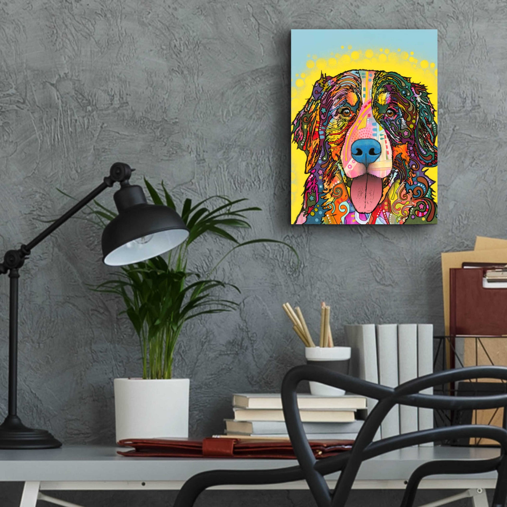 Epic Art 'Bernese Mountain Dog' by Dean Russo, Acrylic Glass Wall Art,12x16