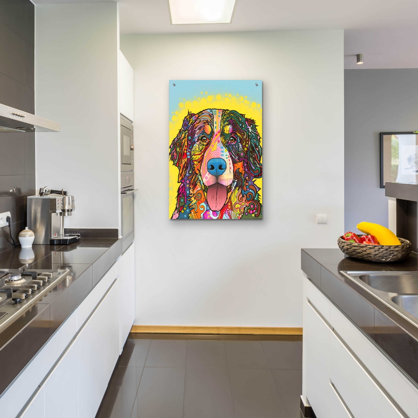 Epic Art 'Bernese Mountain Dog' by Dean Russo, Acrylic Glass Wall Art,24x36