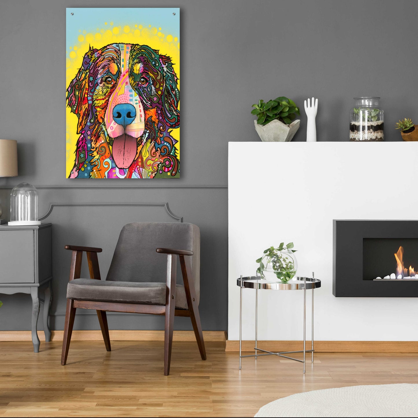 Epic Art 'Bernese Mountain Dog' by Dean Russo, Acrylic Glass Wall Art,24x36