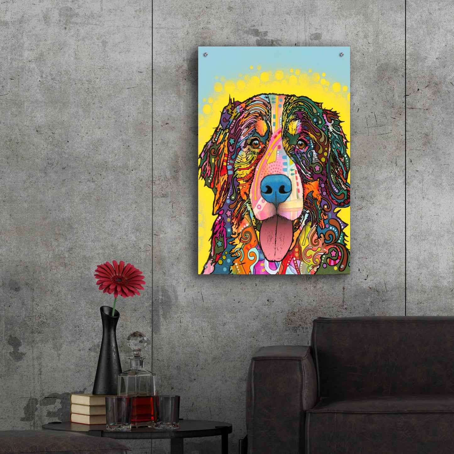 Epic Art 'Bernese Mountain Dog' by Dean Russo, Acrylic Glass Wall Art,24x36