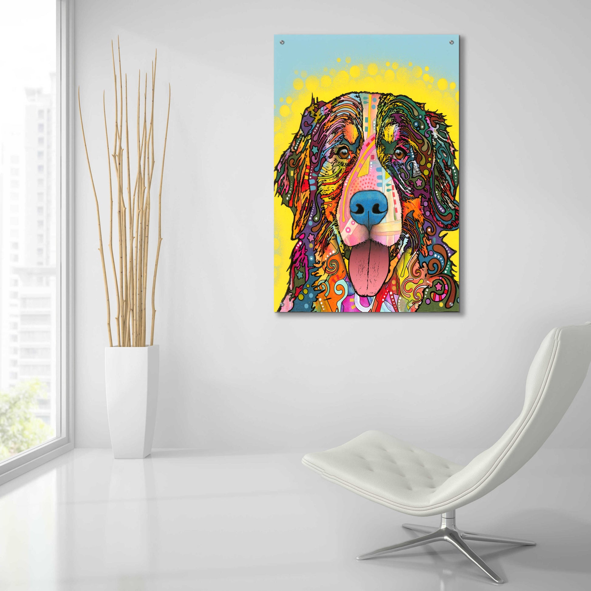 Epic Art 'Bernese Mountain Dog' by Dean Russo, Acrylic Glass Wall Art,24x36