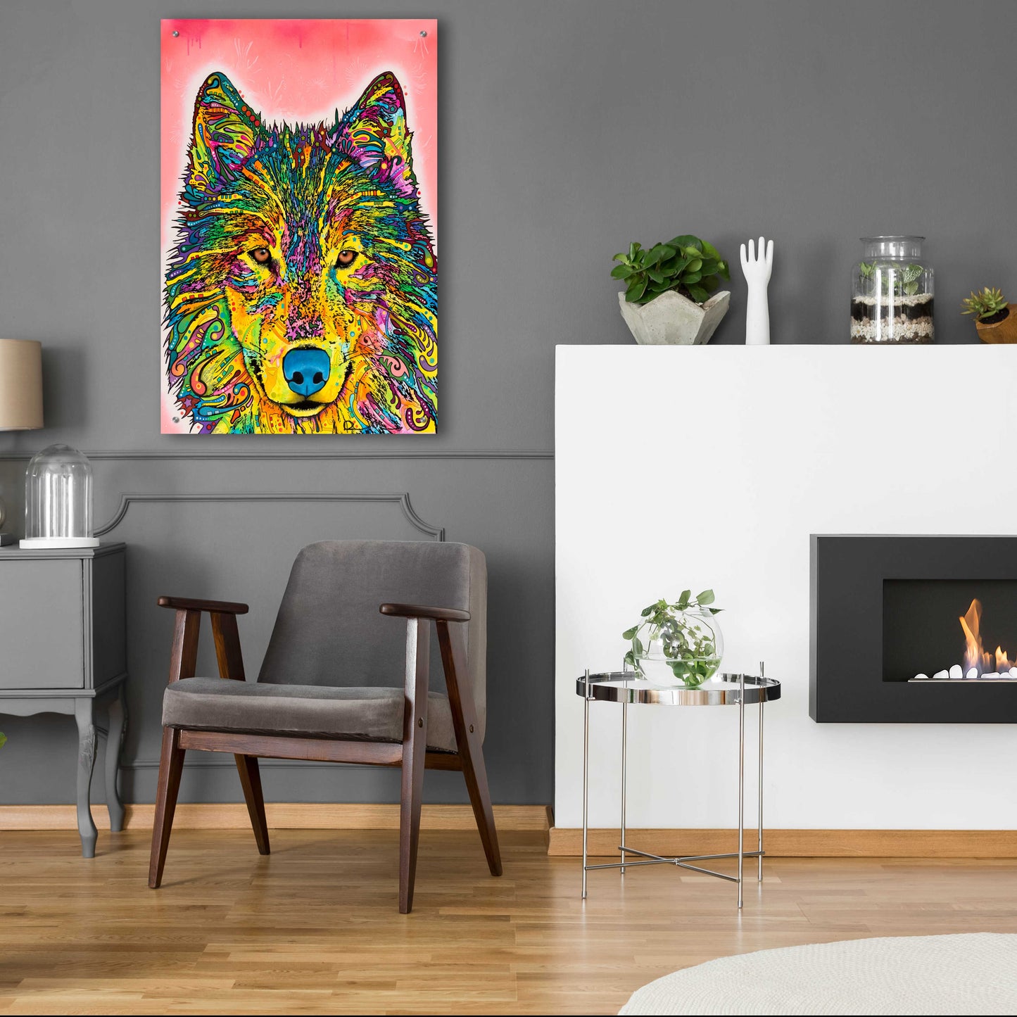 Epic Art 'Wolf' by Dean Russo, Acrylic Glass Wall Art,24x36