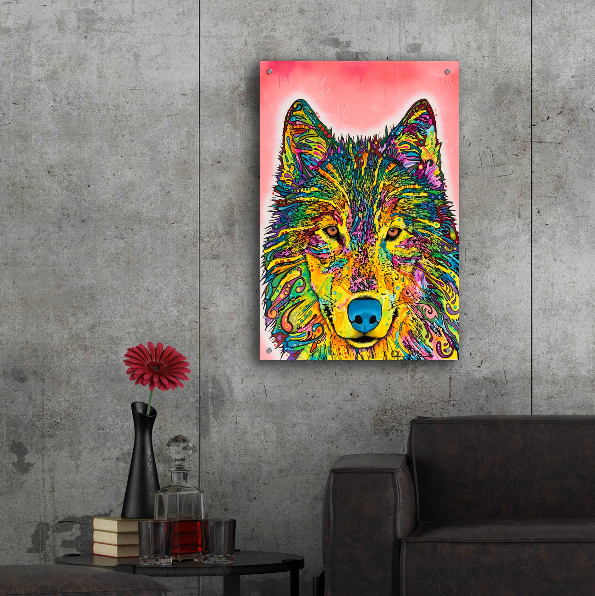 Epic Art 'Wolf' by Dean Russo, Acrylic Glass Wall Art,24x36