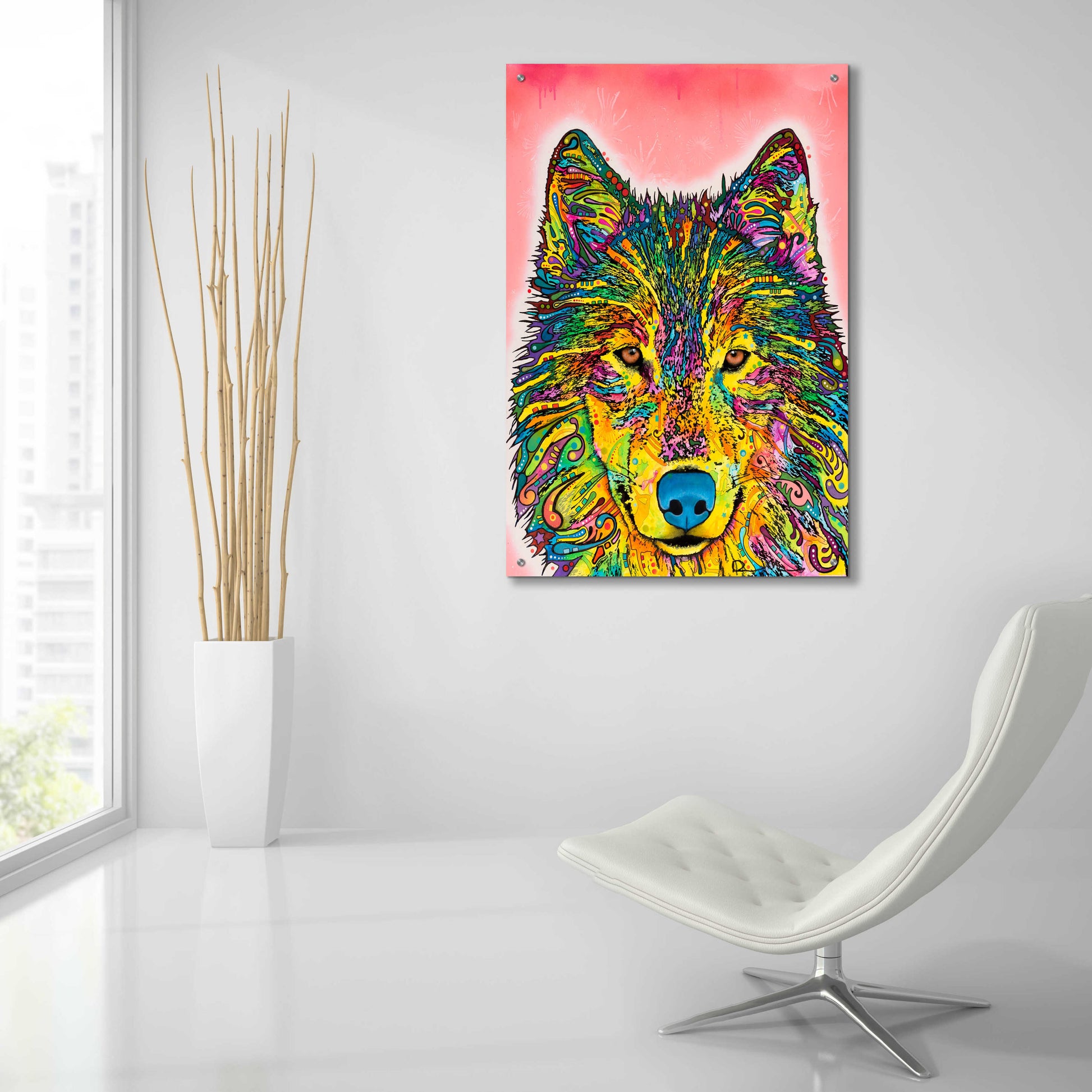 Epic Art 'Wolf' by Dean Russo, Acrylic Glass Wall Art,24x36