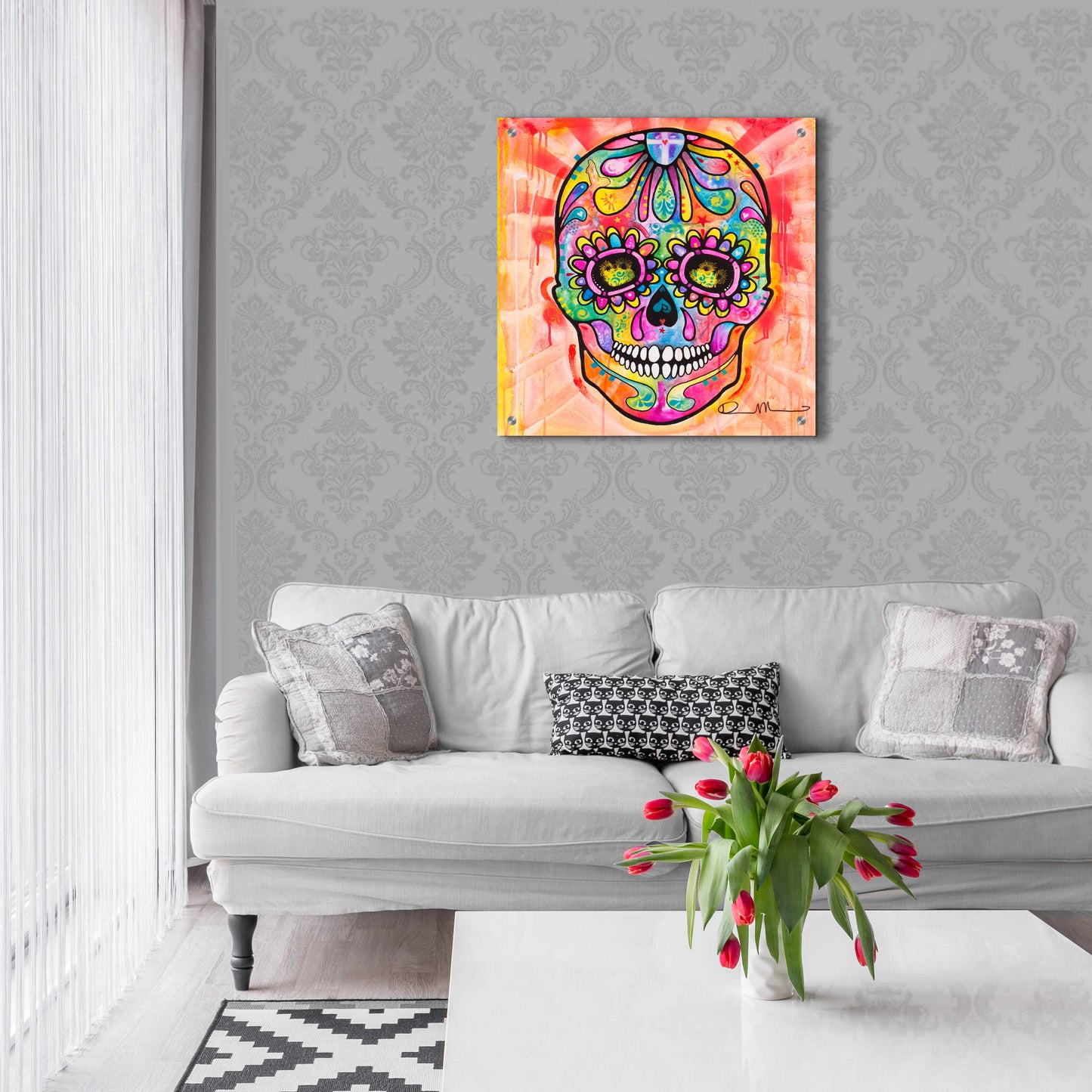 Epic Art 'Sugar Skull - Day of the Dead' by Dean Russo, Acrylic Glass Wall Art,24x24