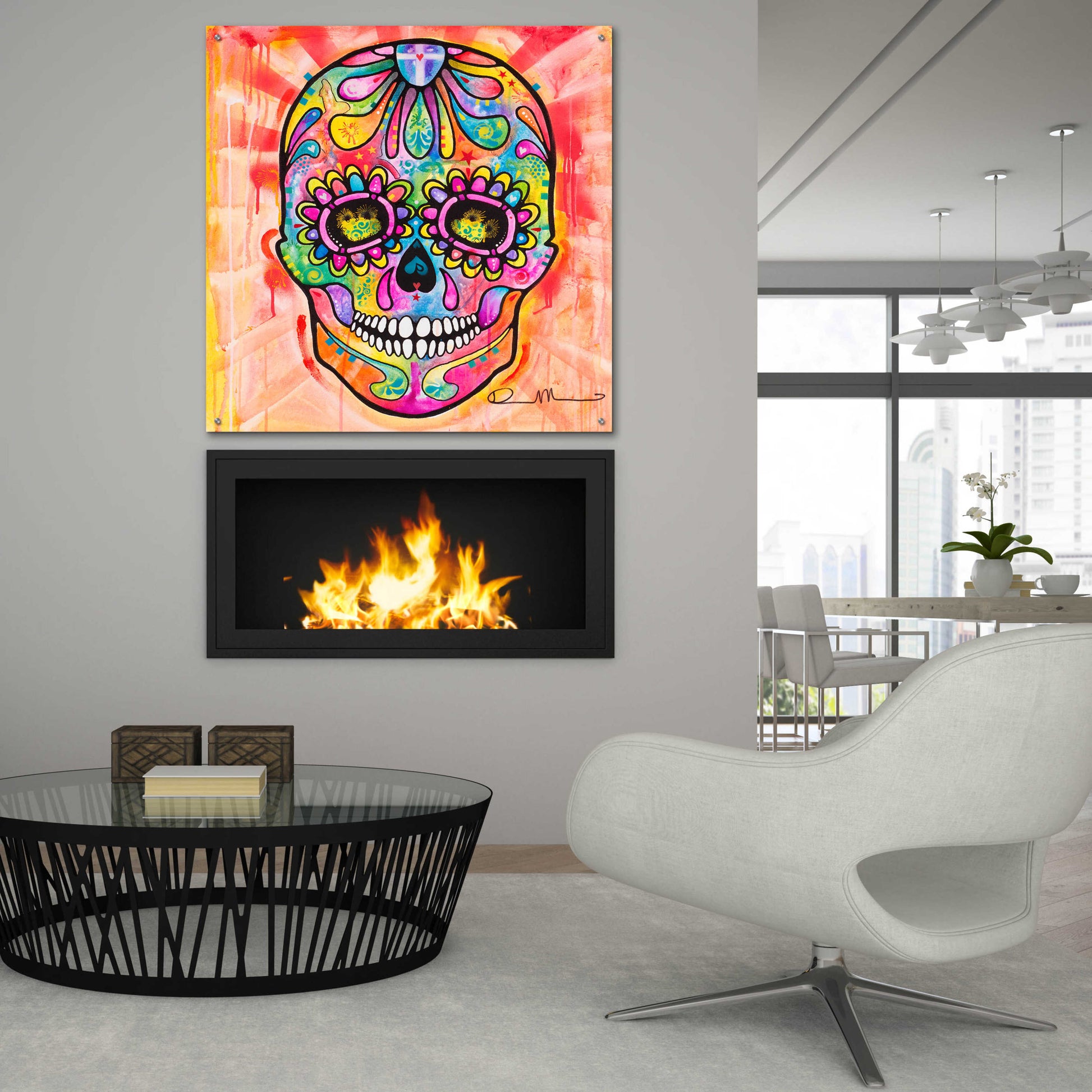 Epic Art 'Sugar Skull - Day of the Dead' by Dean Russo, Acrylic Glass Wall Art,36x36