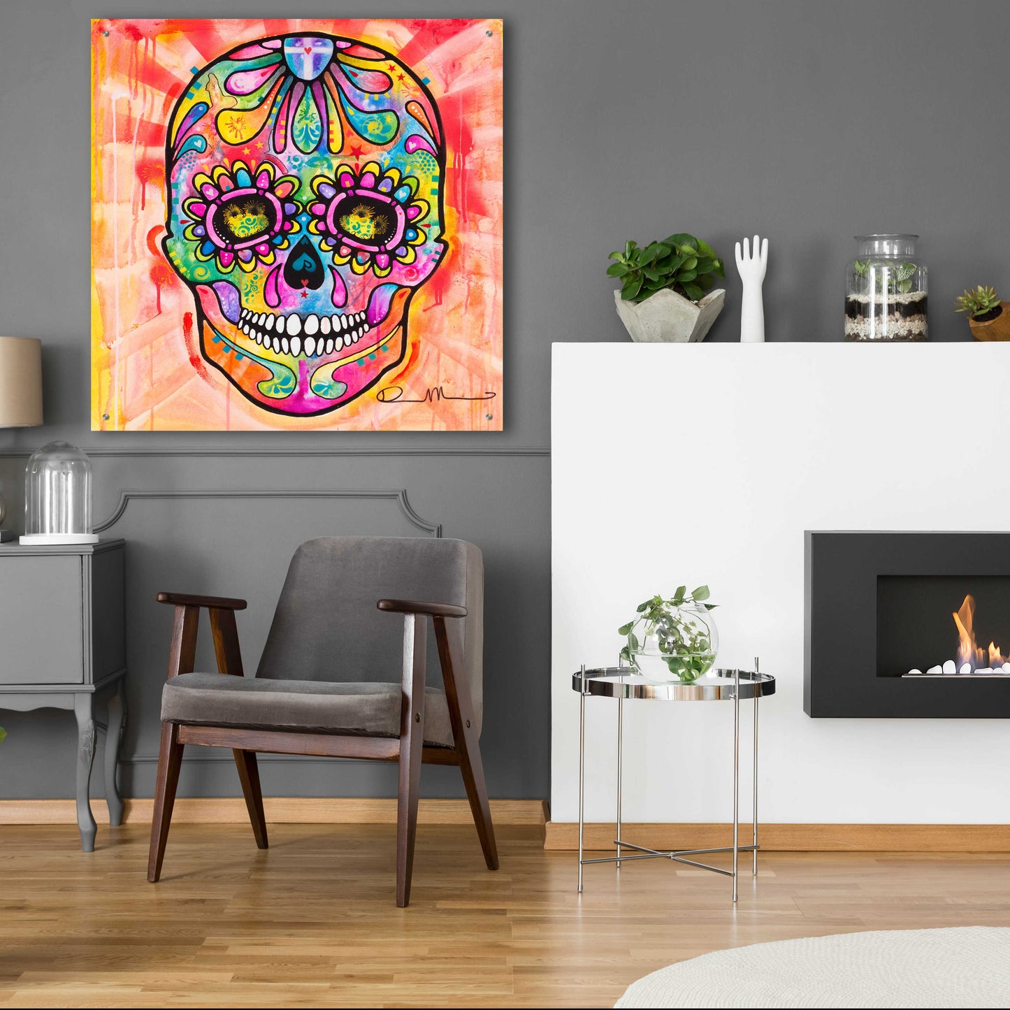 Epic Art 'Sugar Skull - Day of the Dead' by Dean Russo, Acrylic Glass Wall Art,36x36