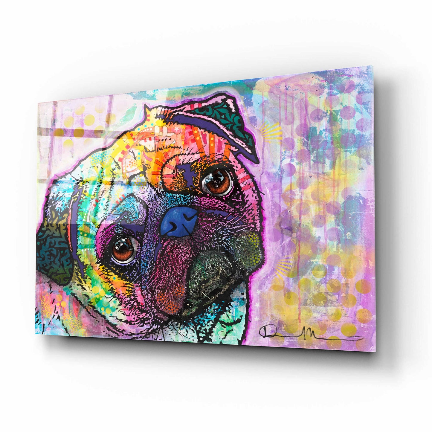 Epic Art 'Pug Love' by Dean Russo, Acrylic Glass Wall Art,16x12