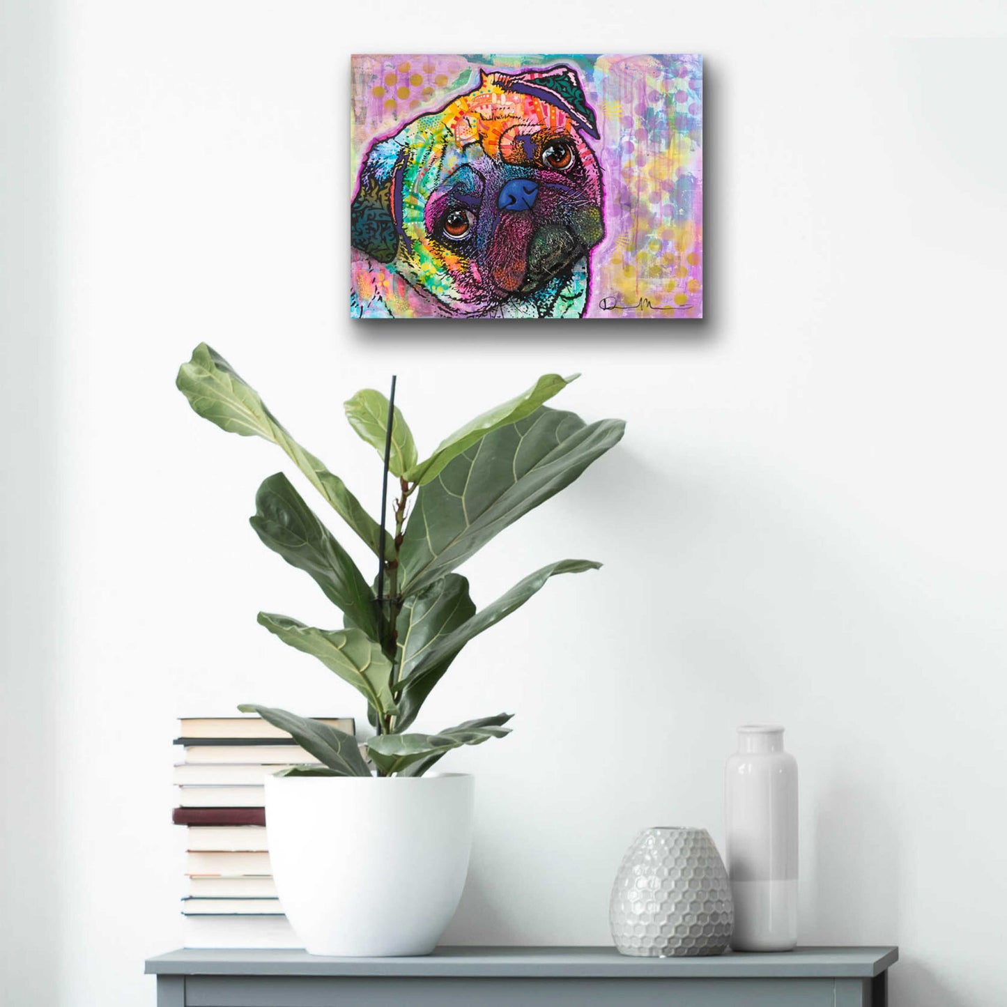 Epic Art 'Pug Love' by Dean Russo, Acrylic Glass Wall Art,16x12