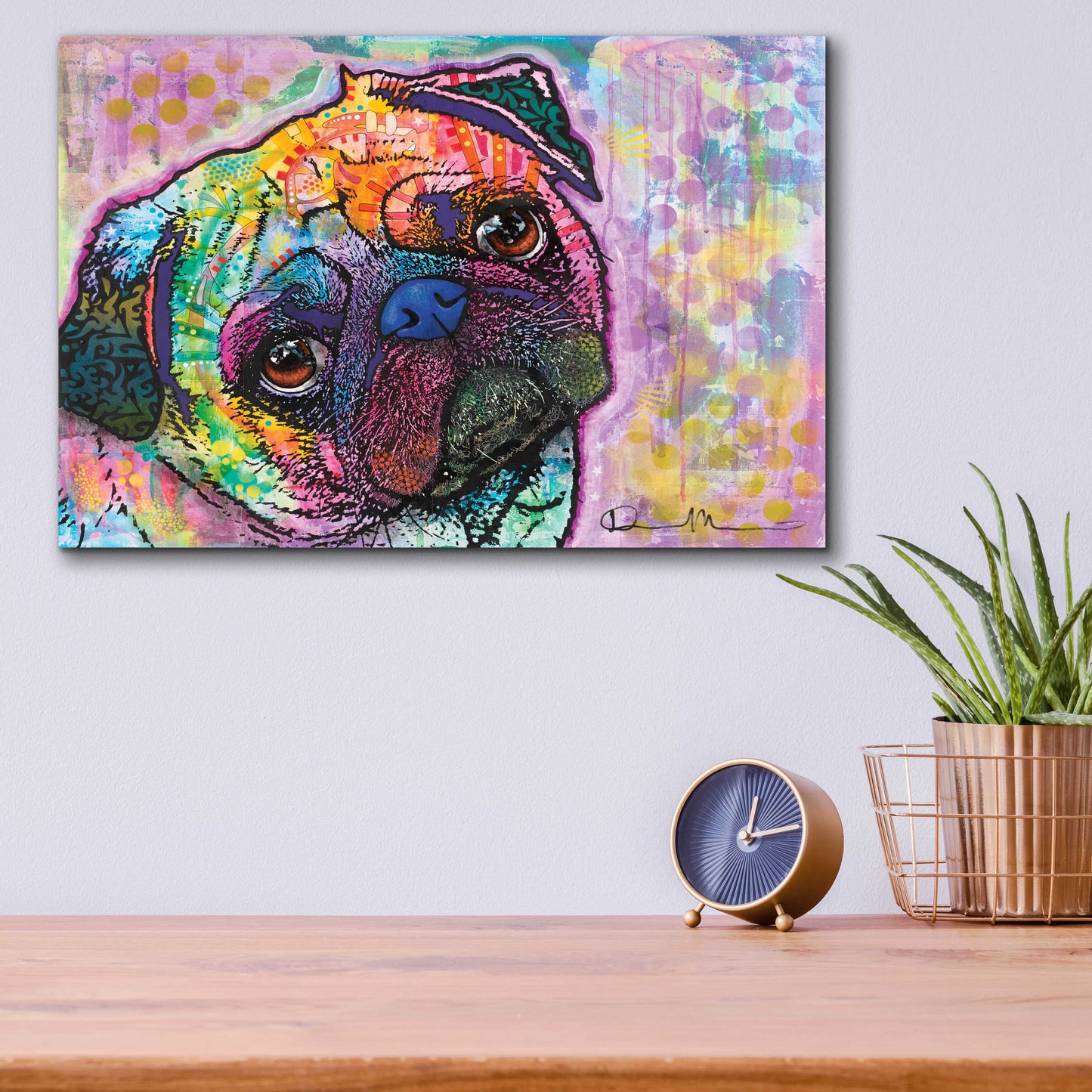 Epic Art 'Pug Love' by Dean Russo, Acrylic Glass Wall Art,16x12