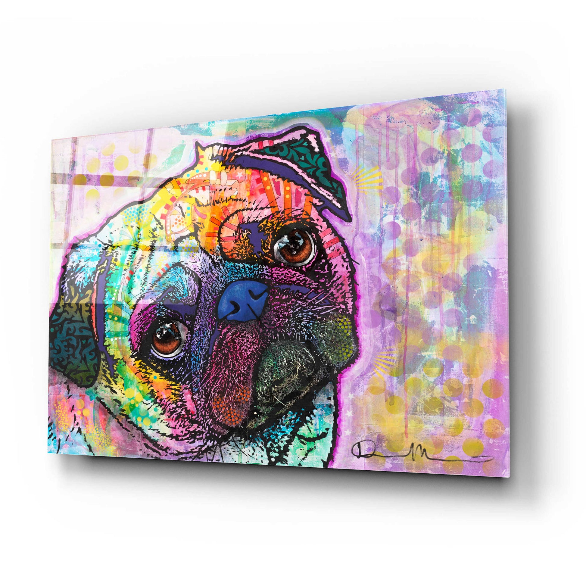 Epic Art 'Pug Love' by Dean Russo, Acrylic Glass Wall Art,24x16