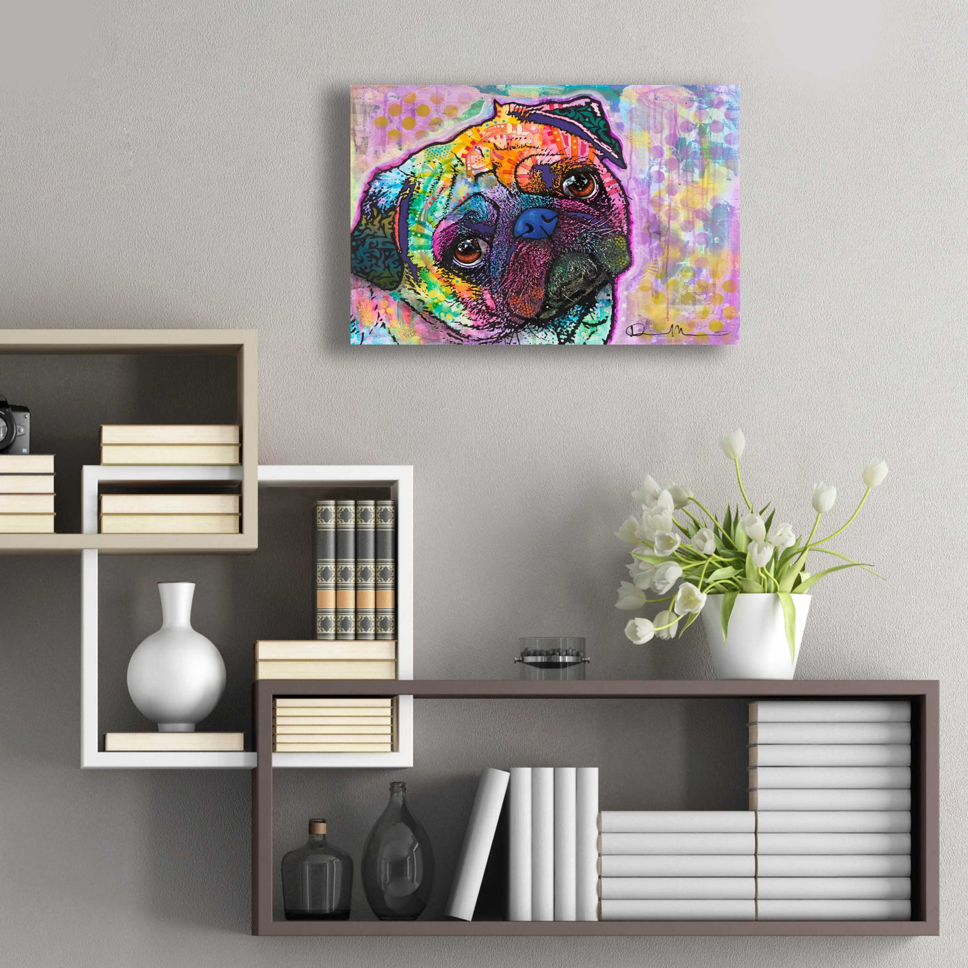 Epic Art 'Pug Love' by Dean Russo, Acrylic Glass Wall Art,24x16