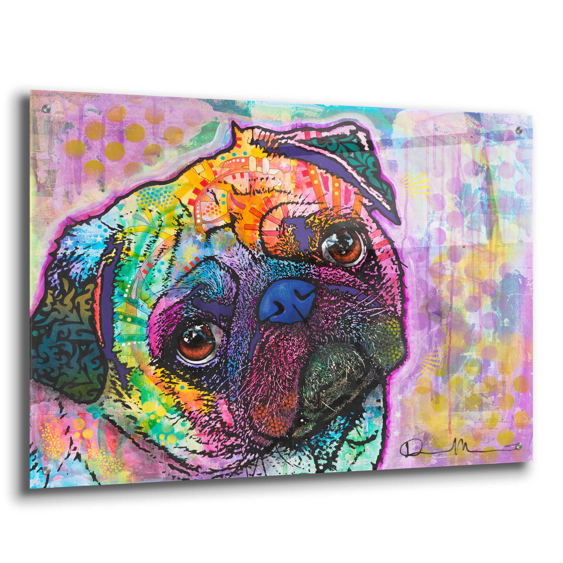 Epic Art 'Pug Love' by Dean Russo, Acrylic Glass Wall Art,36x24