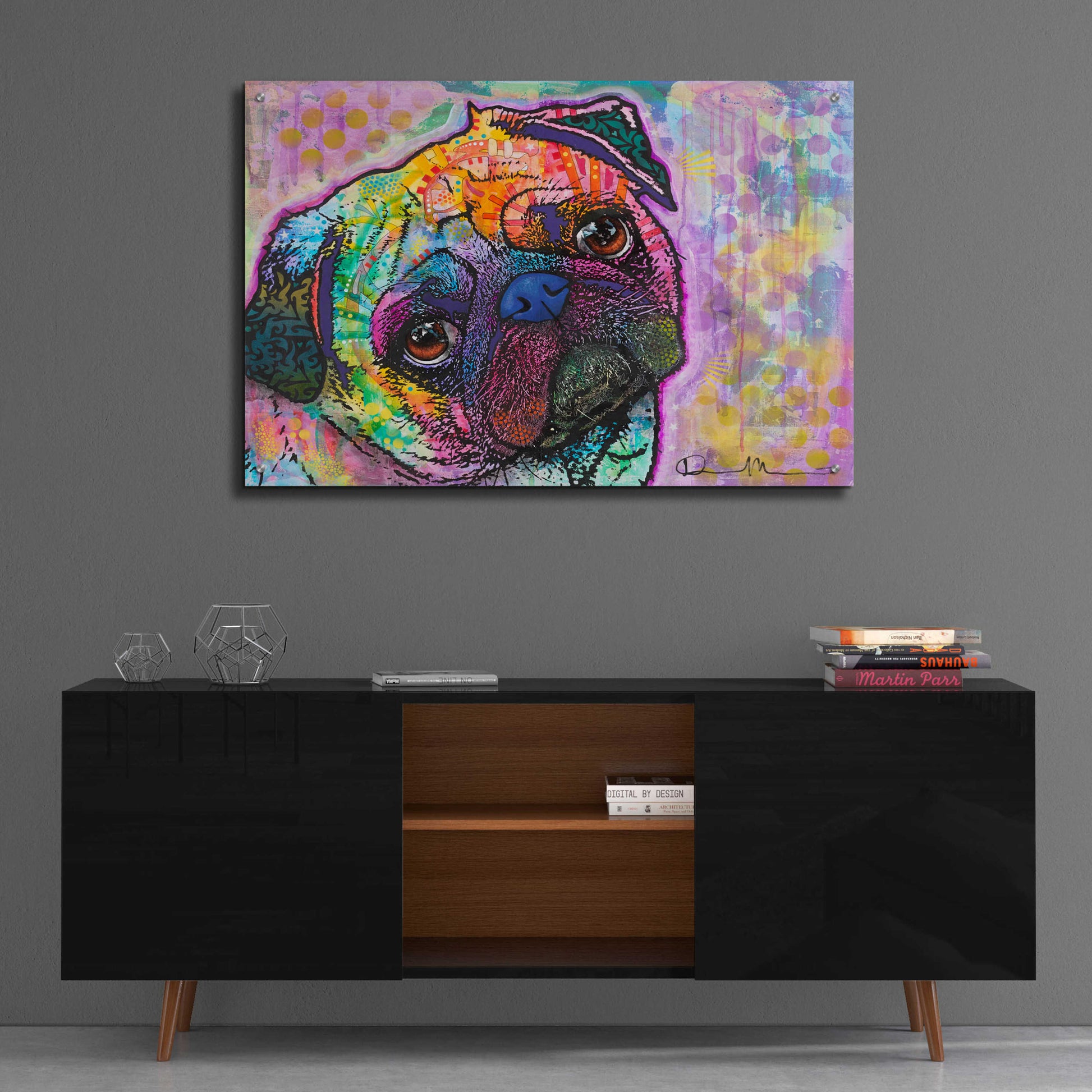 Epic Art 'Pug Love' by Dean Russo, Acrylic Glass Wall Art,36x24