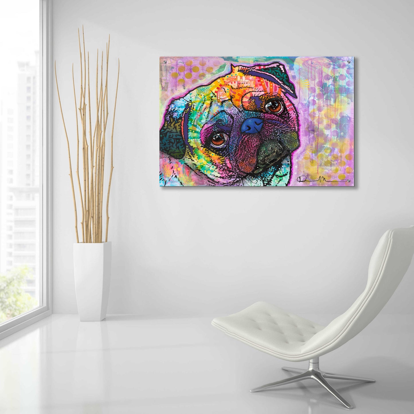 Epic Art 'Pug Love' by Dean Russo, Acrylic Glass Wall Art,36x24