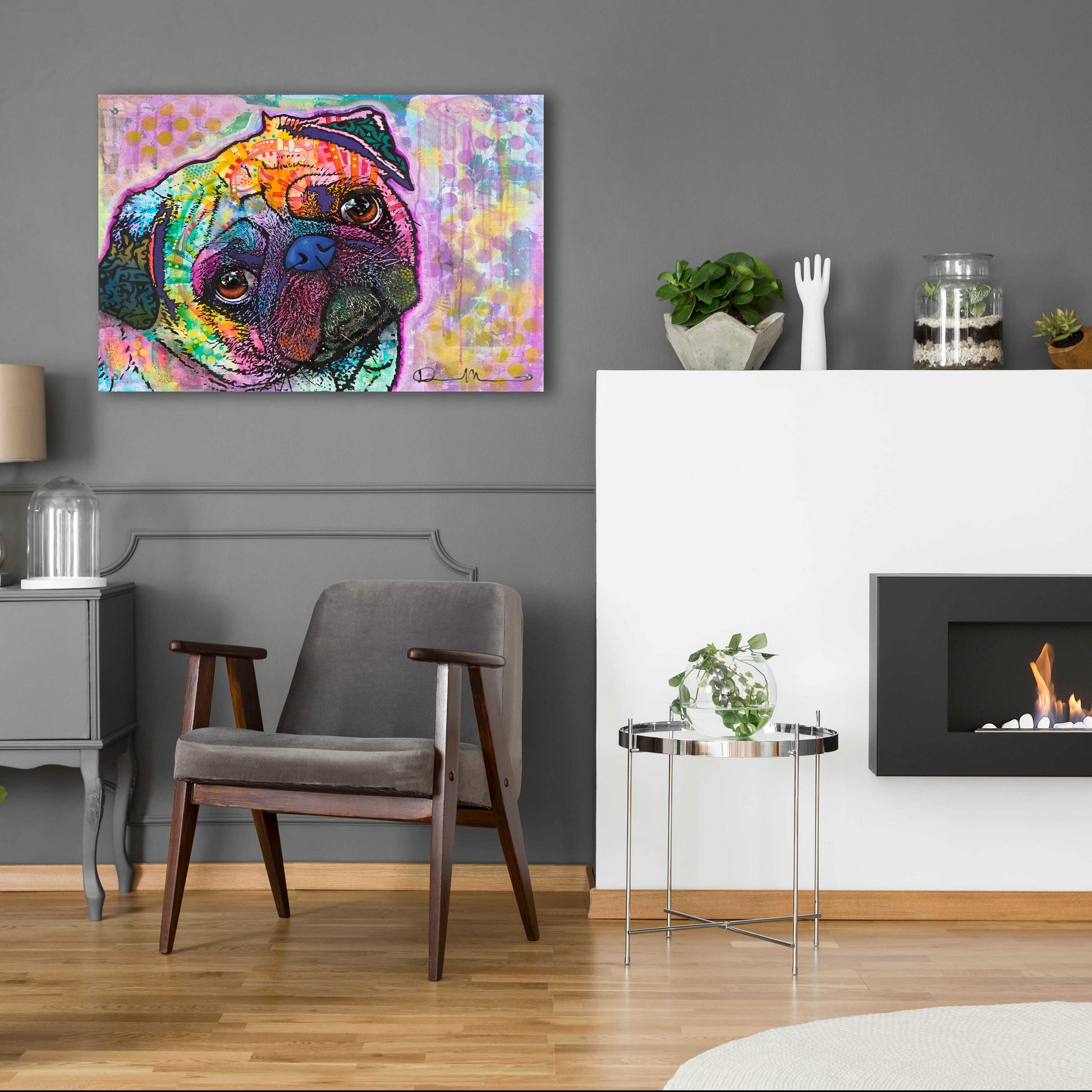 Epic Art 'Pug Love' by Dean Russo, Acrylic Glass Wall Art,36x24