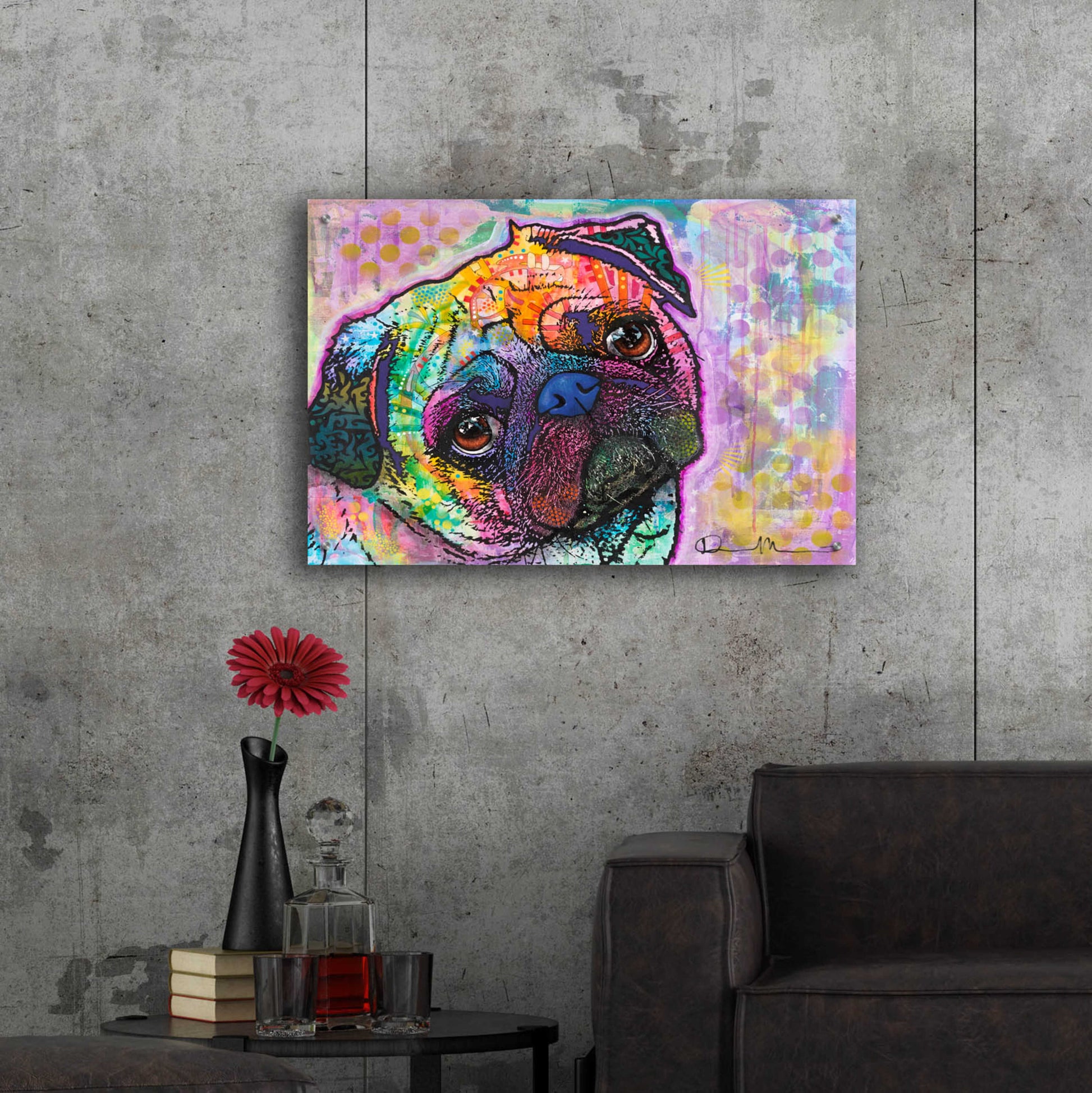 Epic Art 'Pug Love' by Dean Russo, Acrylic Glass Wall Art,36x24