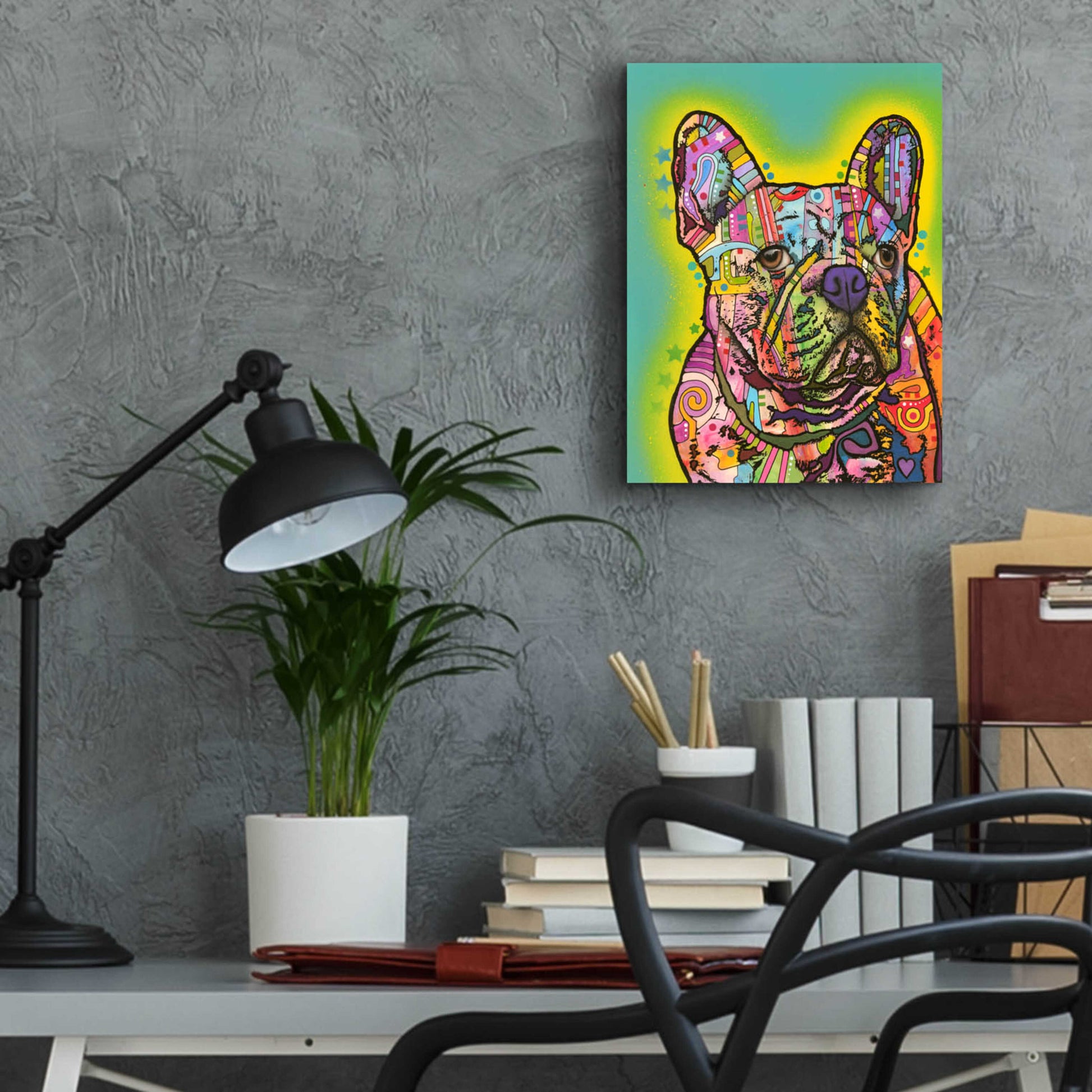 Epic Art 'French Bulldog III' by Dean Russo, Acrylic Glass Wall Art,12x16