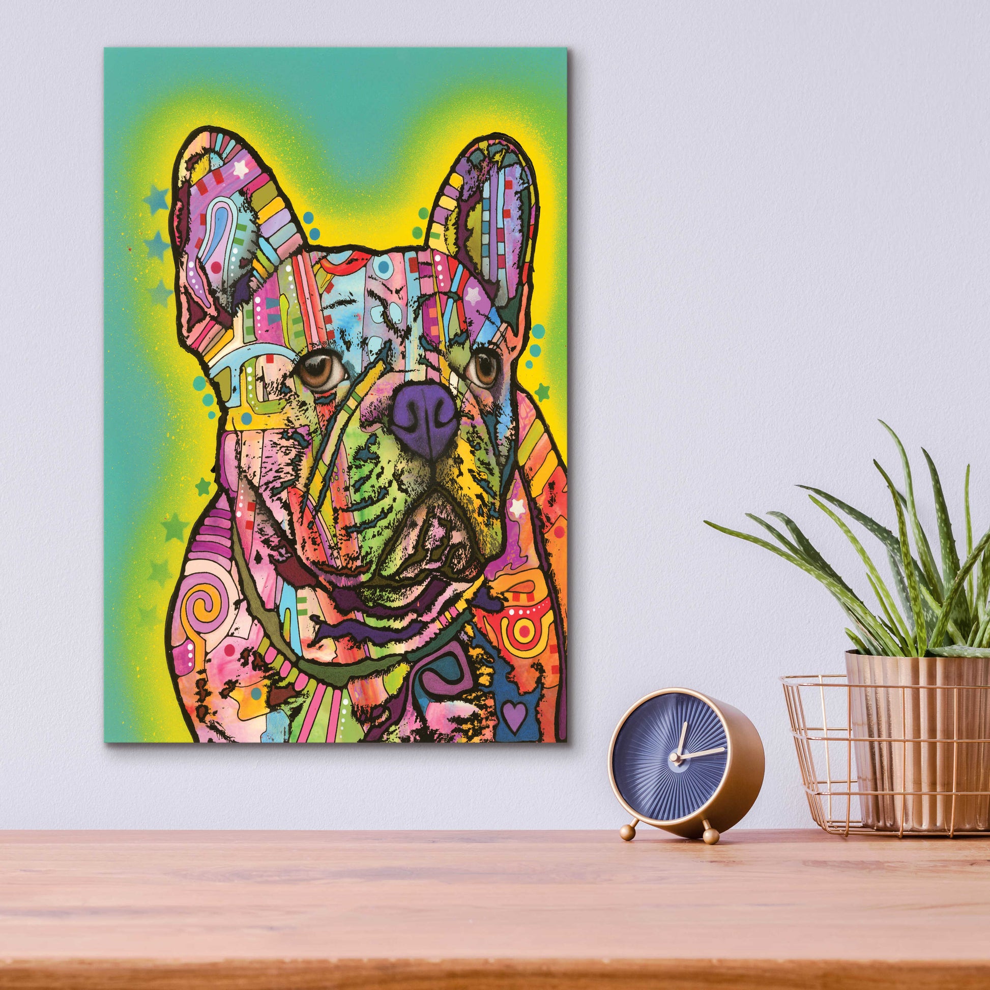 Epic Art 'French Bulldog III' by Dean Russo, Acrylic Glass Wall Art,12x16