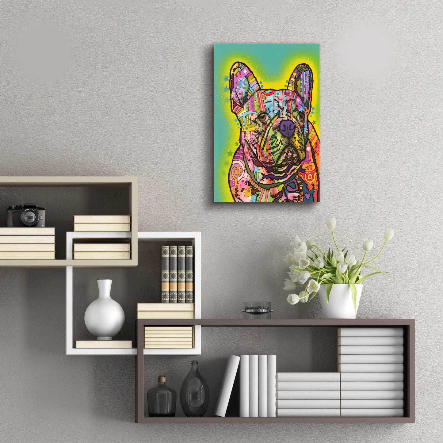 Epic Art 'French Bulldog III' by Dean Russo, Acrylic Glass Wall Art,16x24